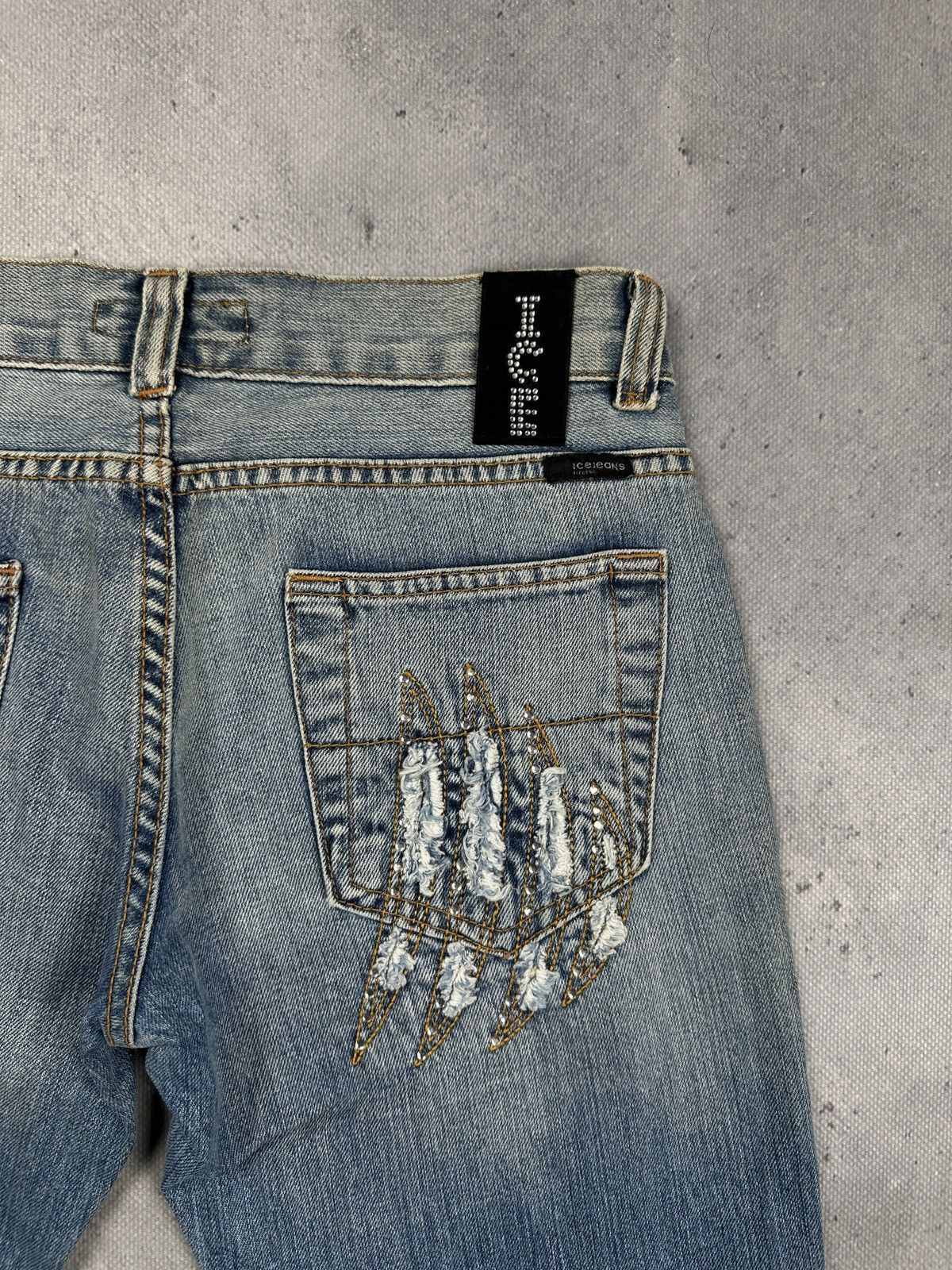 Iceberg Iceberg Distressed Rhinestone Y2K Archive Denim Jeans Italy Size 31" - 7 Thumbnail