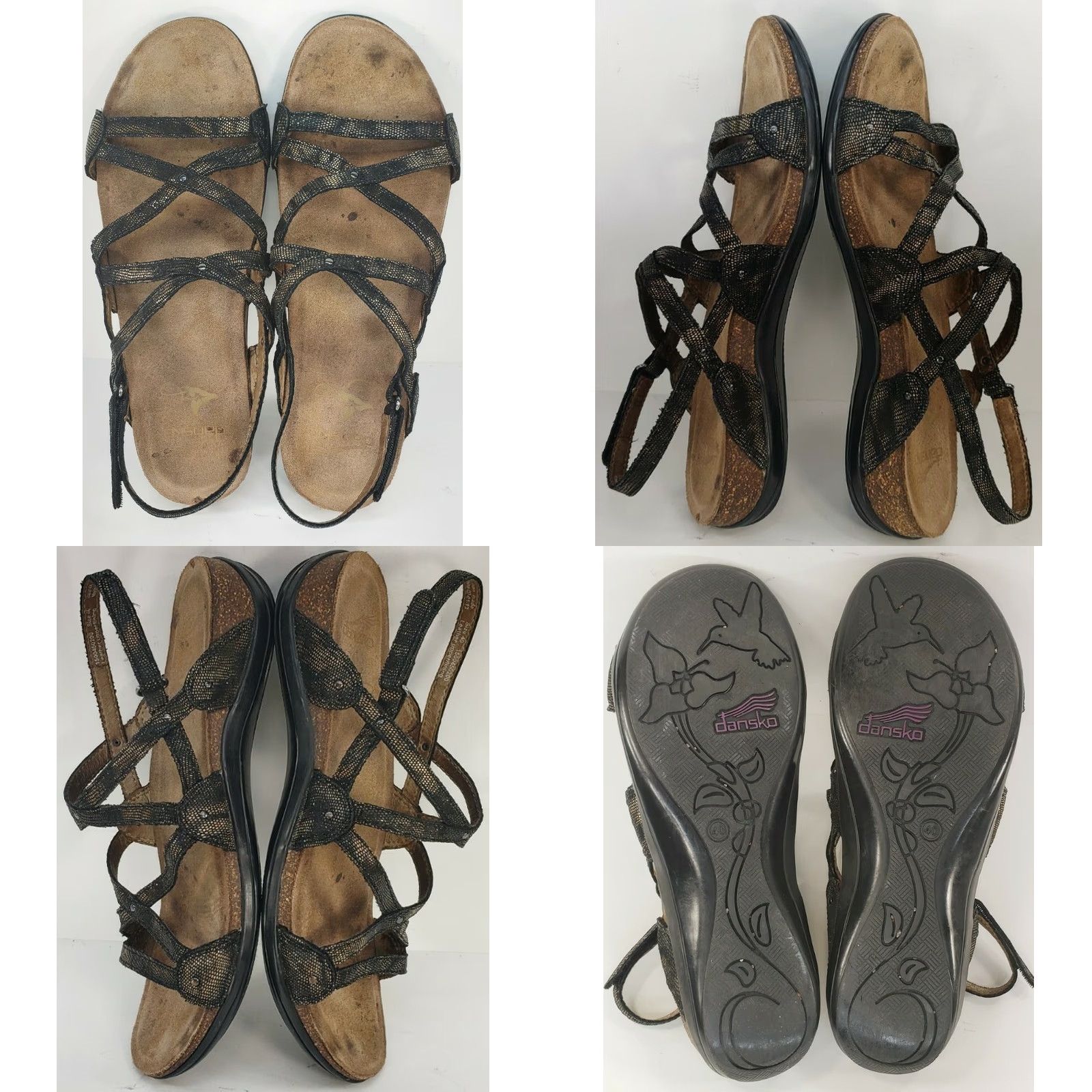 Dansko Dansko Jovie Slingback Flats Sandals Black Leather Strappy Hook & Loop Casual Womens 1500450200 40/US9 Size US 9 / IT 39 - 8 Thumbnail