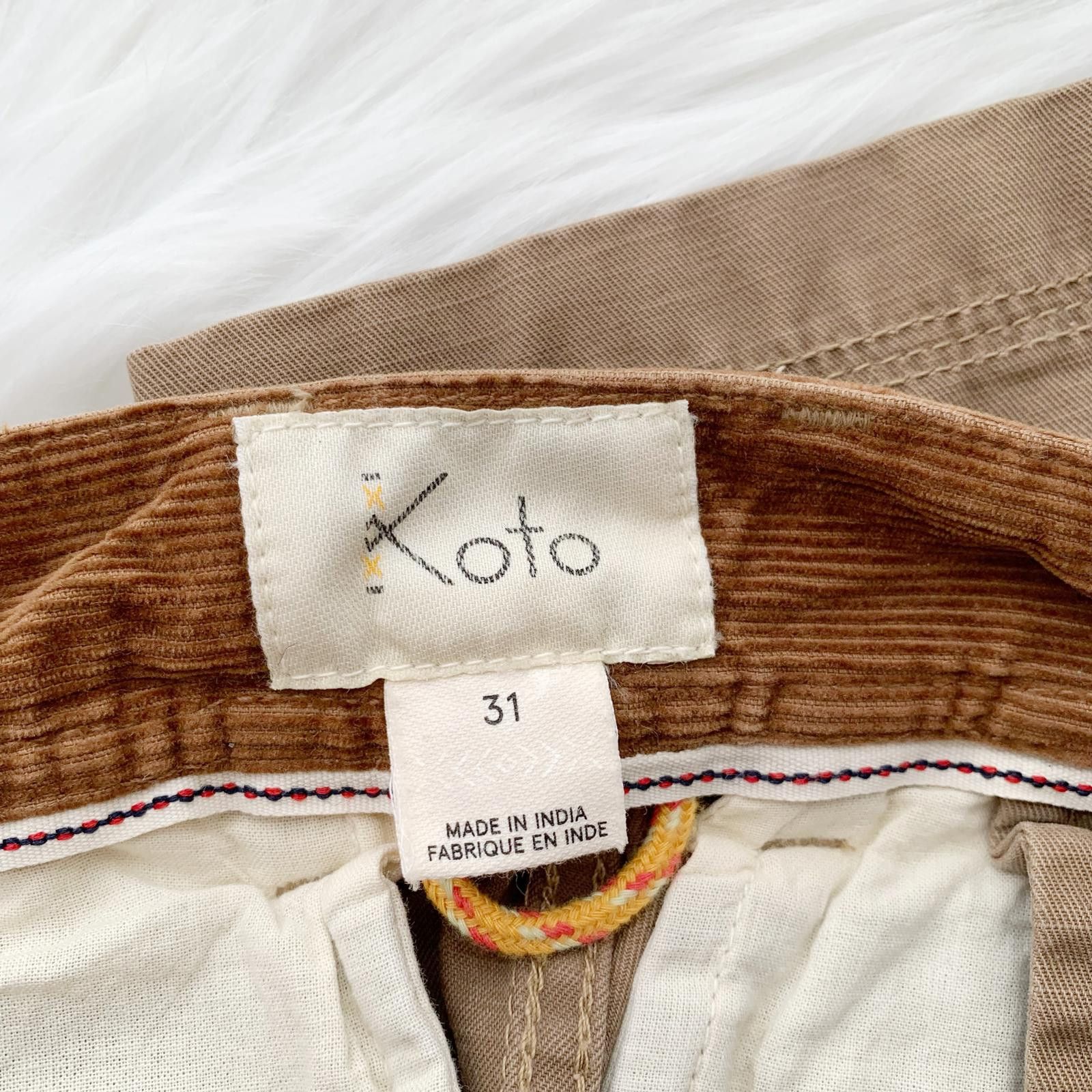 Koto NWT Koto - Brown corduroy waistband tapered pants, sz 31 Size US 31 - 9 Thumbnail