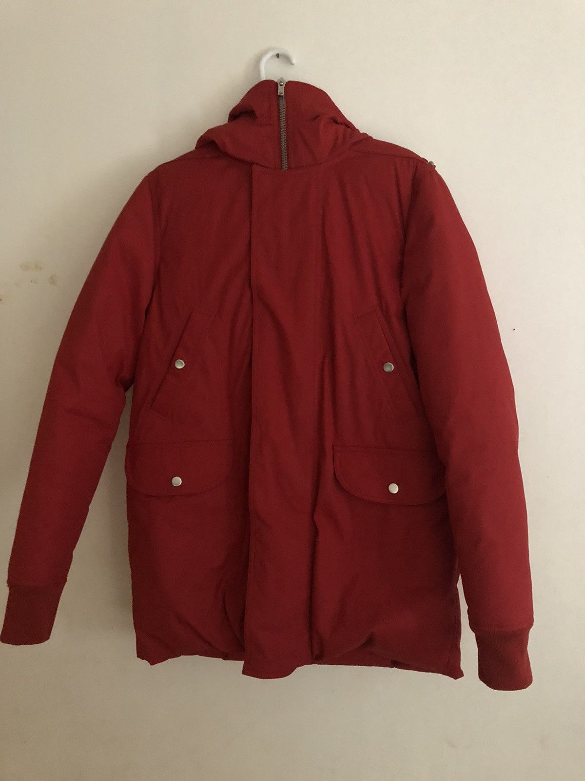 Pre-owned Rick Owens Fw19 Larry Chain Brother Parka Exploder In Red