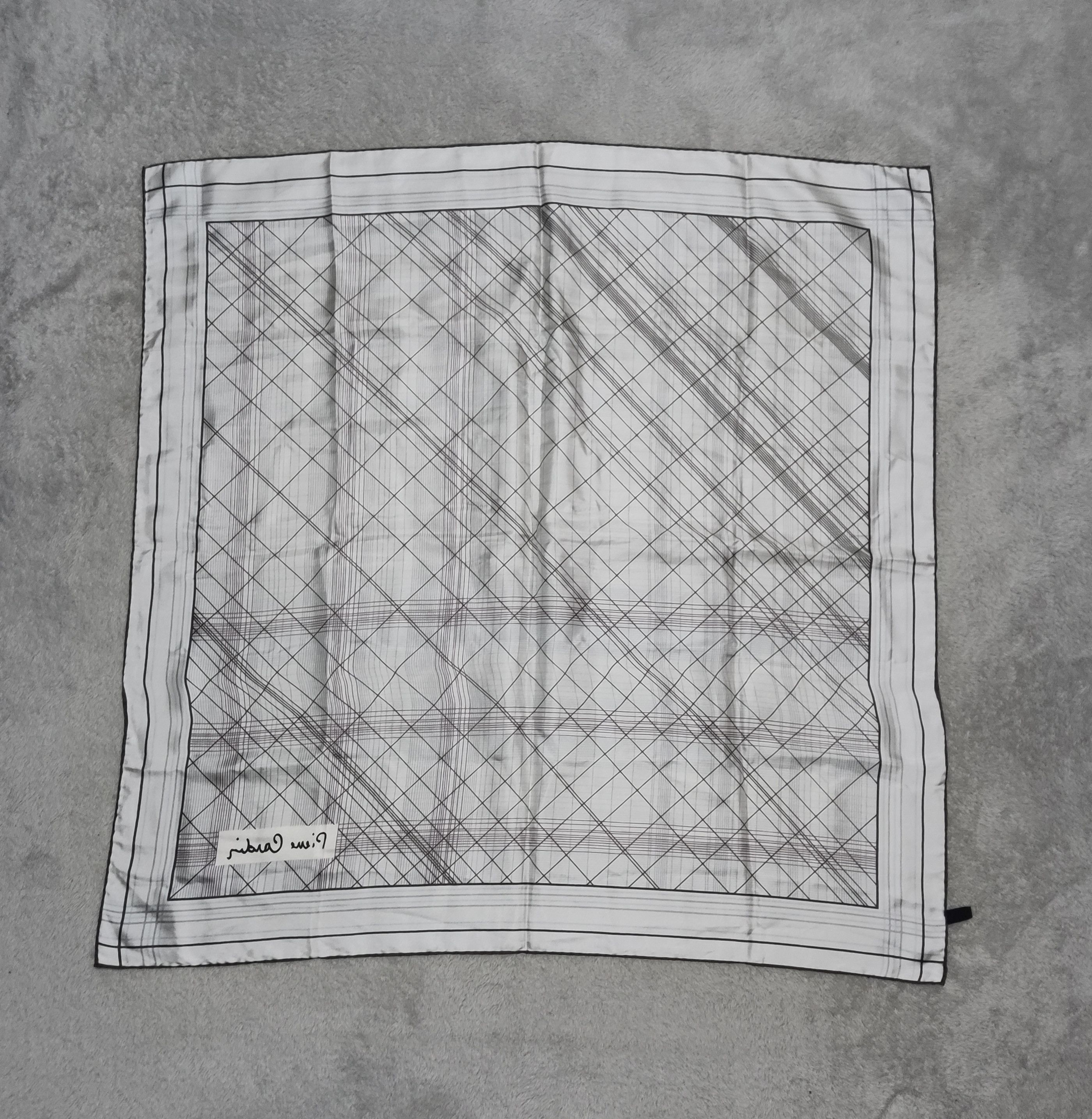 Pierre Cardin Pierre Cardin Neckerchief Black White Abstract Grid Design Size ONE SIZE - 4 Thumbnail
