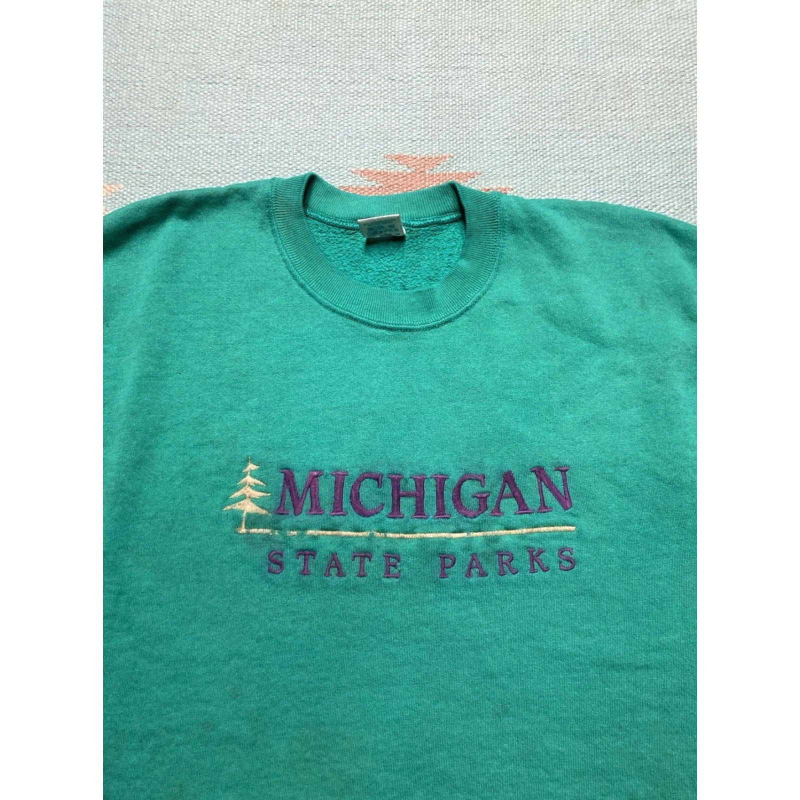 Vintage VINTAGE 80s Michigan State Parks Crewneck Sweatshirt Large Teal Mens Size US L / EU 52-54 / 3 - 5 Thumbnail