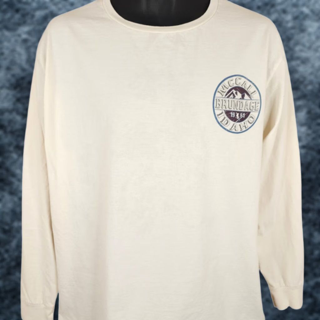 Vintage Ski Brundage T Shirt Mens Large White Destination Tee McCall Idaho Blue 84 Graphic Size US L / EU 52-54 / 3 - 1 Thumbnail
