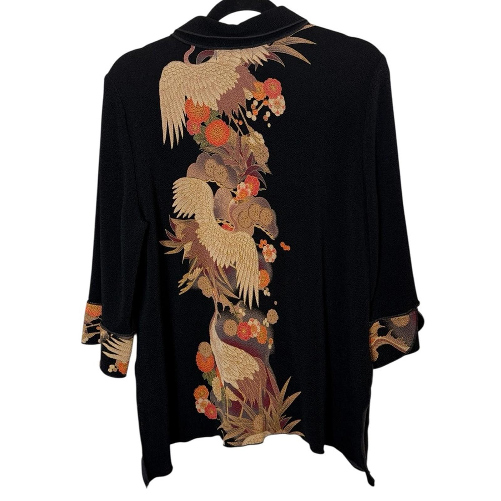 Other Moonlight Vintage Kimono Style Jacket with Crane Motif Sz S Size S / US 4 / IT 40 - 4 Thumbnail