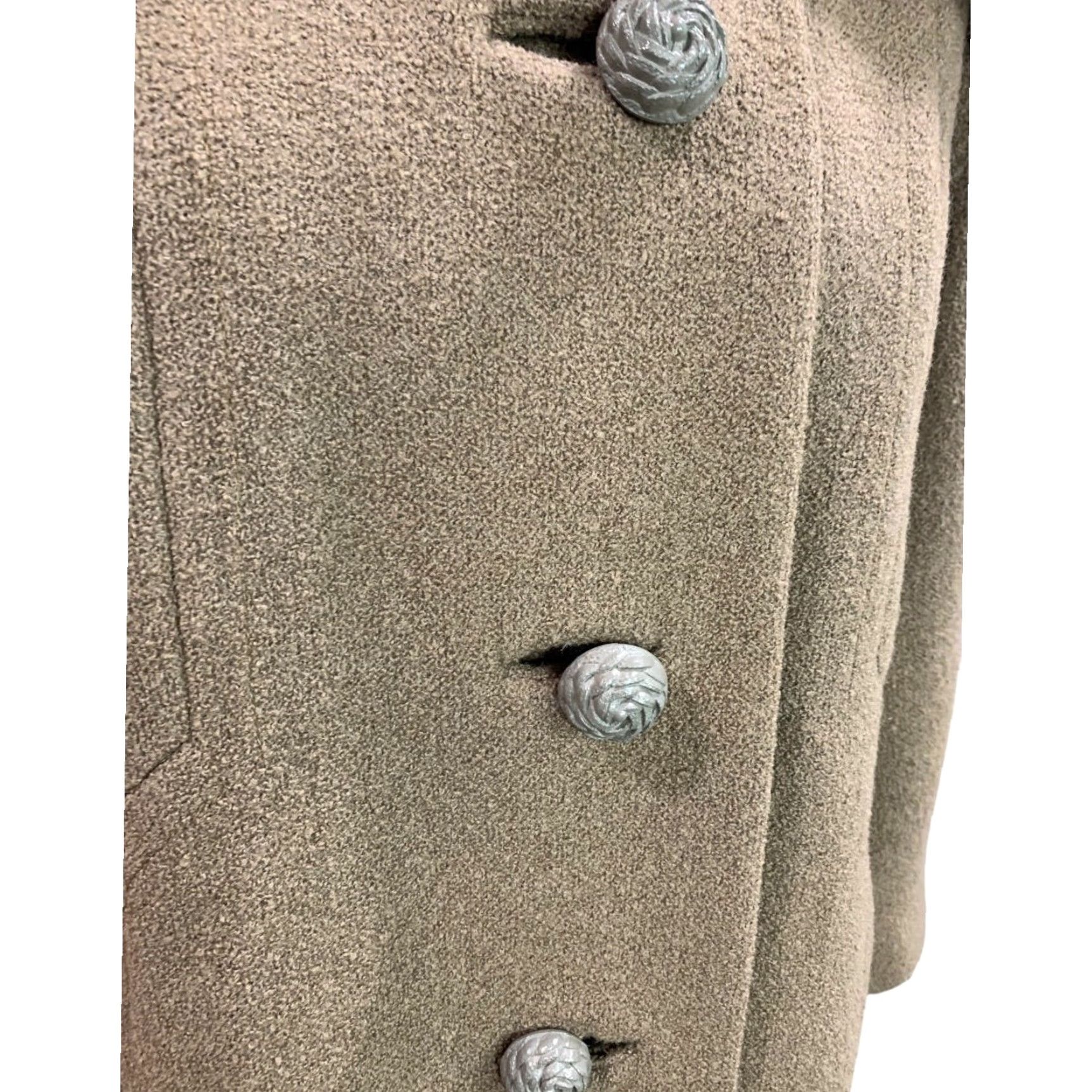Vintage VINTAGE XL Wool Coat Womens Fur Collar 1950s Jacket - Forstmann Frizelda - Scranton PA - Brown - Regular 40 Back collar to hem Size XL / US 12-14 / IT 48-50 - 3 Thumbnail