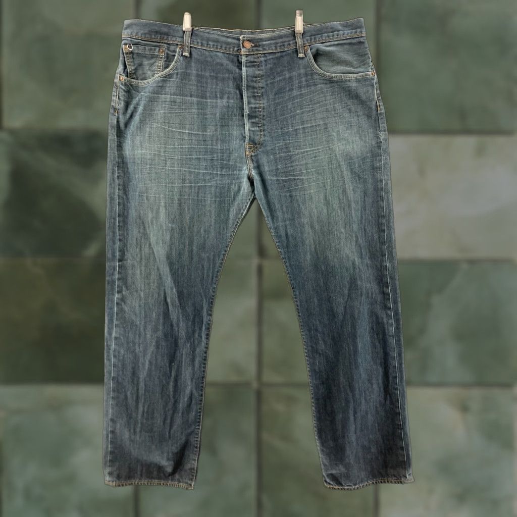 Levi's VINTAGE Levi's 501 Jeans Mens 42x32 Blue Denim Original Fit Button Fly Pants Dark Wash Denim Jeans 501 Series Western Classic 90s Mens Size US 42 / EU 58 - 1 Thumbnail