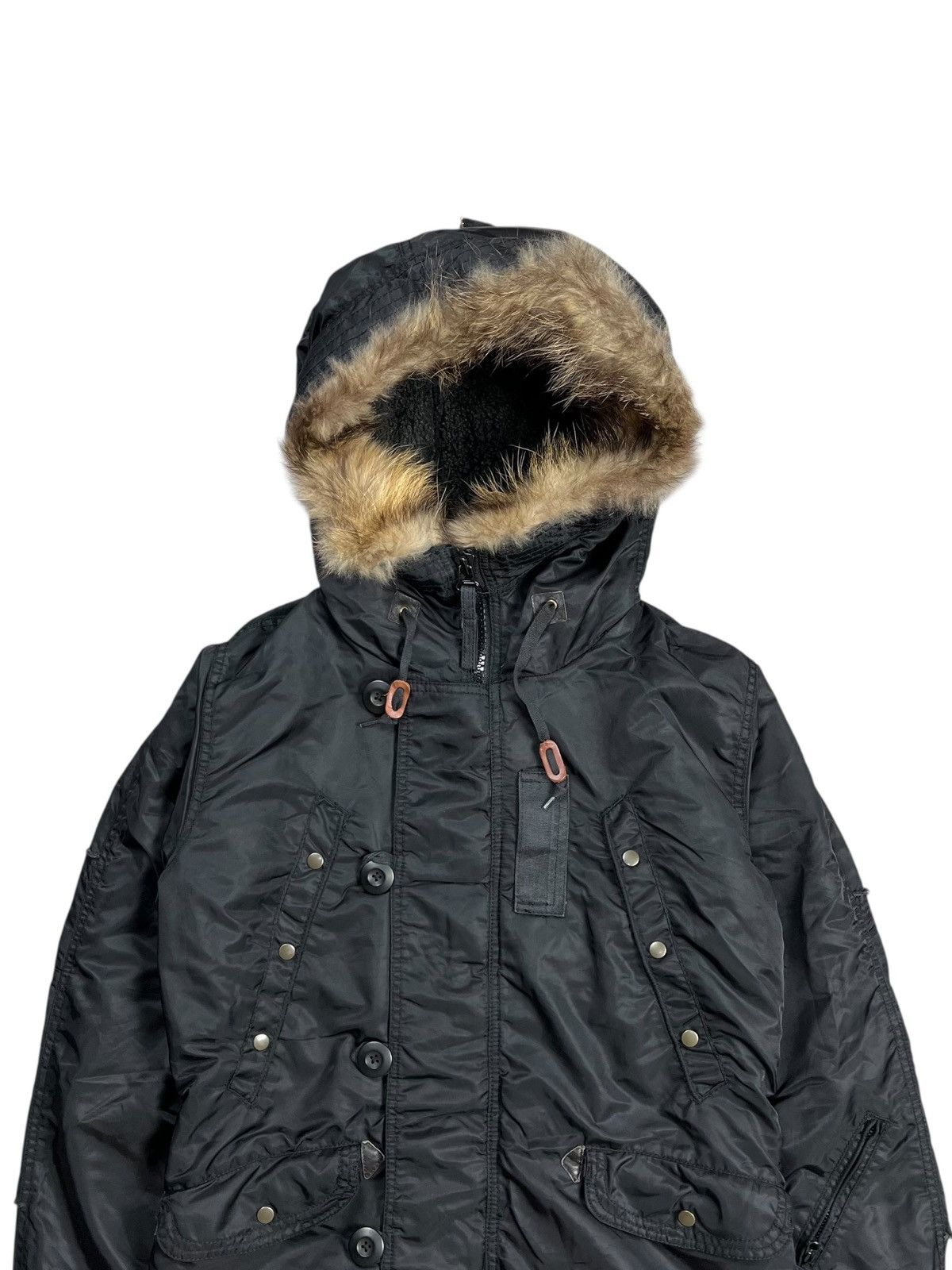 14th Addiction 2000s GOA - Apocalypse Style Fur Hoodie Cargo Jacket Size US M / EU 48-50 / 2 - 6 Thumbnail