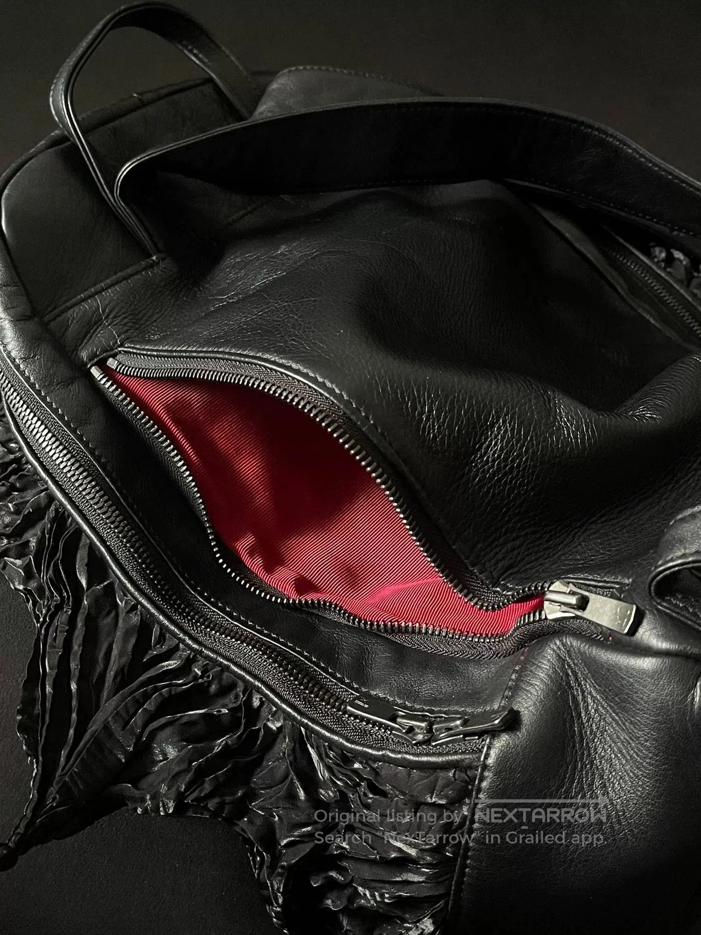 Japanese Brand unique black leather backpack by bunzaburo. Size ONE SIZE - 8 Thumbnail
