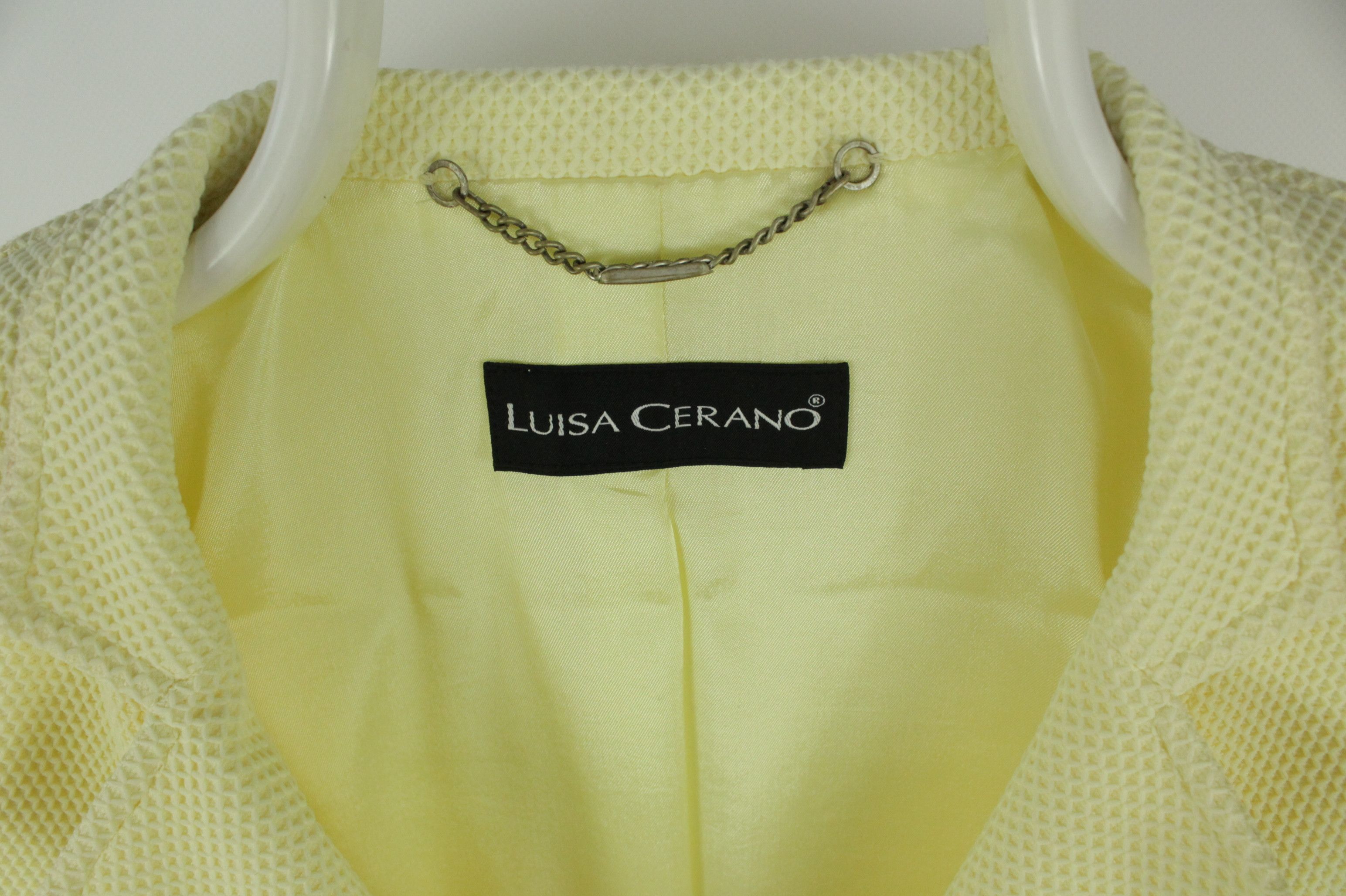 Designer × Luisa Cerano Luisa Cerano Waffle Knit Yellow Cotton Blend Blazer Jacket Size L / US 10 / IT 46 - 4 Thumbnail