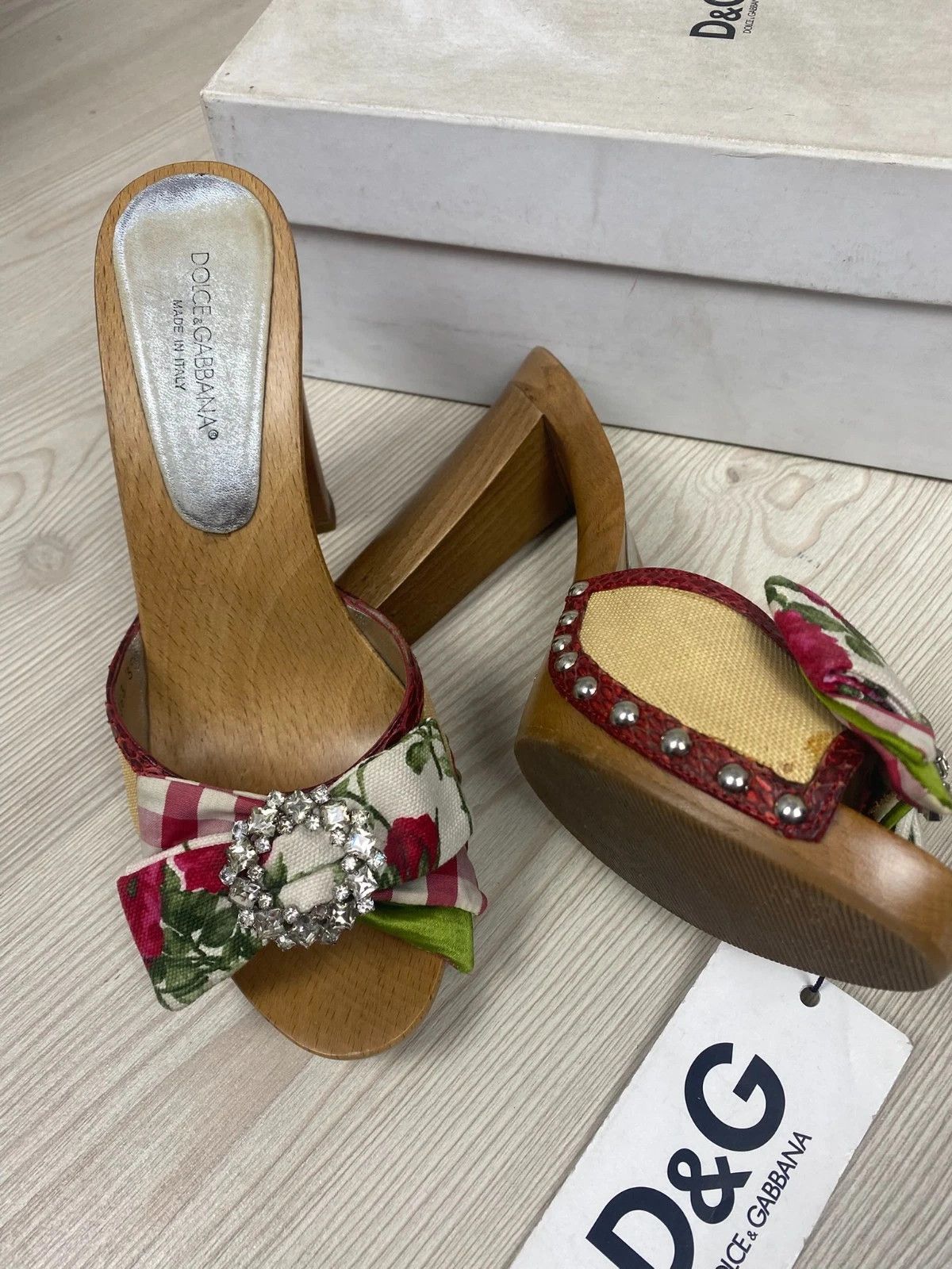 Dolce & Gabbana Dolce & Gabbana D&G Women’s Heels Size 38 EU Wood Sole. Size US 7 / IT 37 - 3 Thumbnail