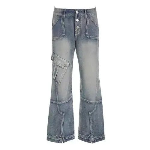 Jean Retro washed distressed irregular pocket cargo jeans Size 28" / US 6 / IT 42 - 4 Thumbnail