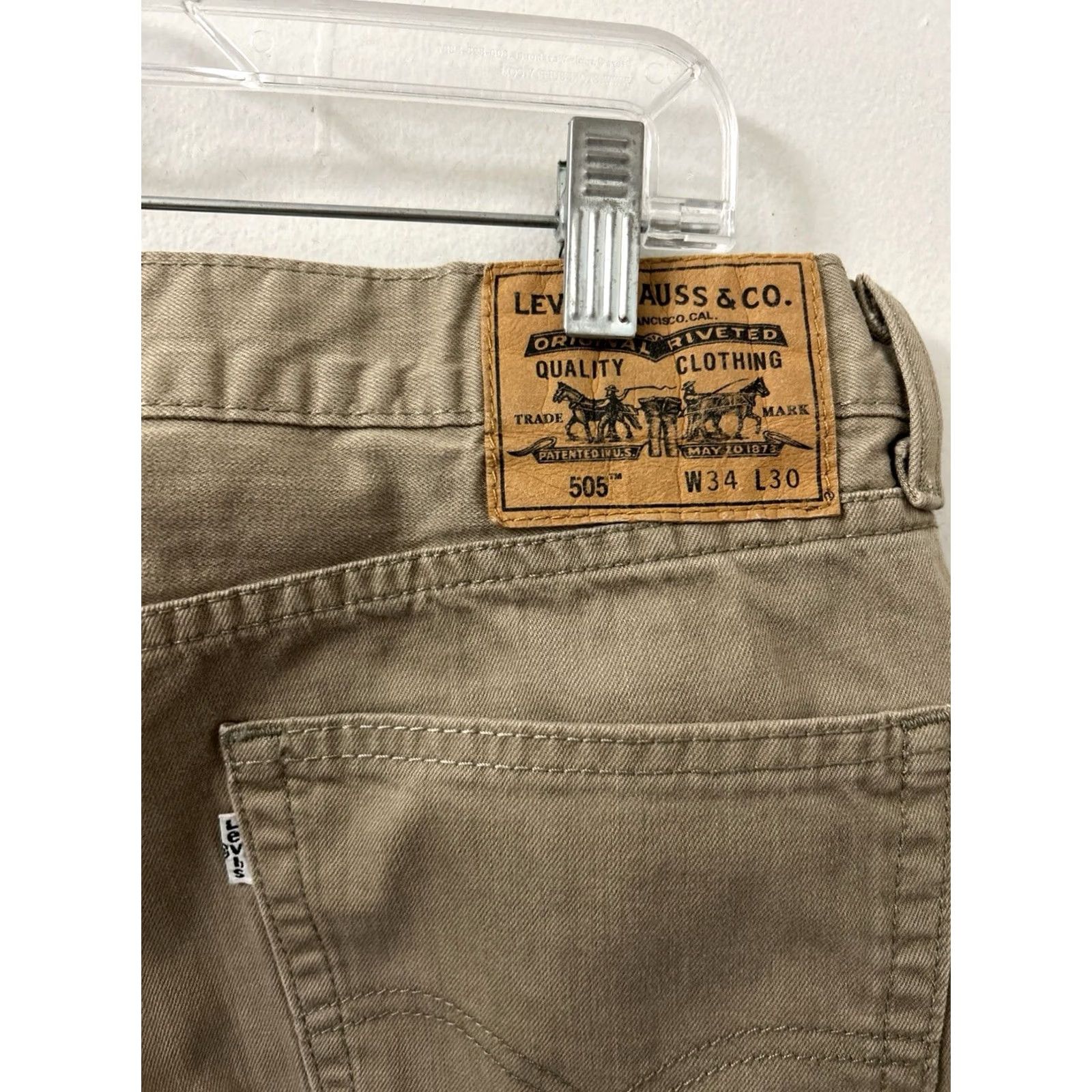 Denime Levi Strauss 505 Jeans Mens 34x30 Tan Regular Fit Denim Pants Jeans Size US 34 / EU 50 - 5 Thumbnail