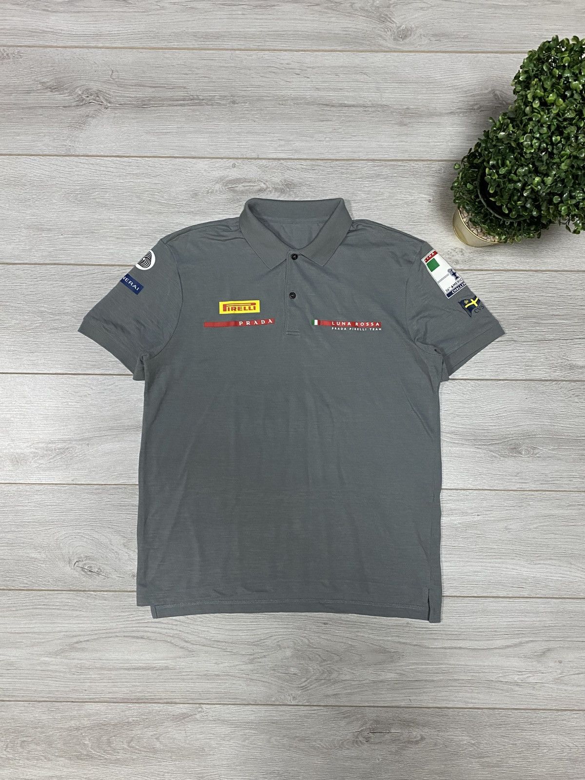 Prada Luna Rossa vintage Pirelli americas cup polo red tab