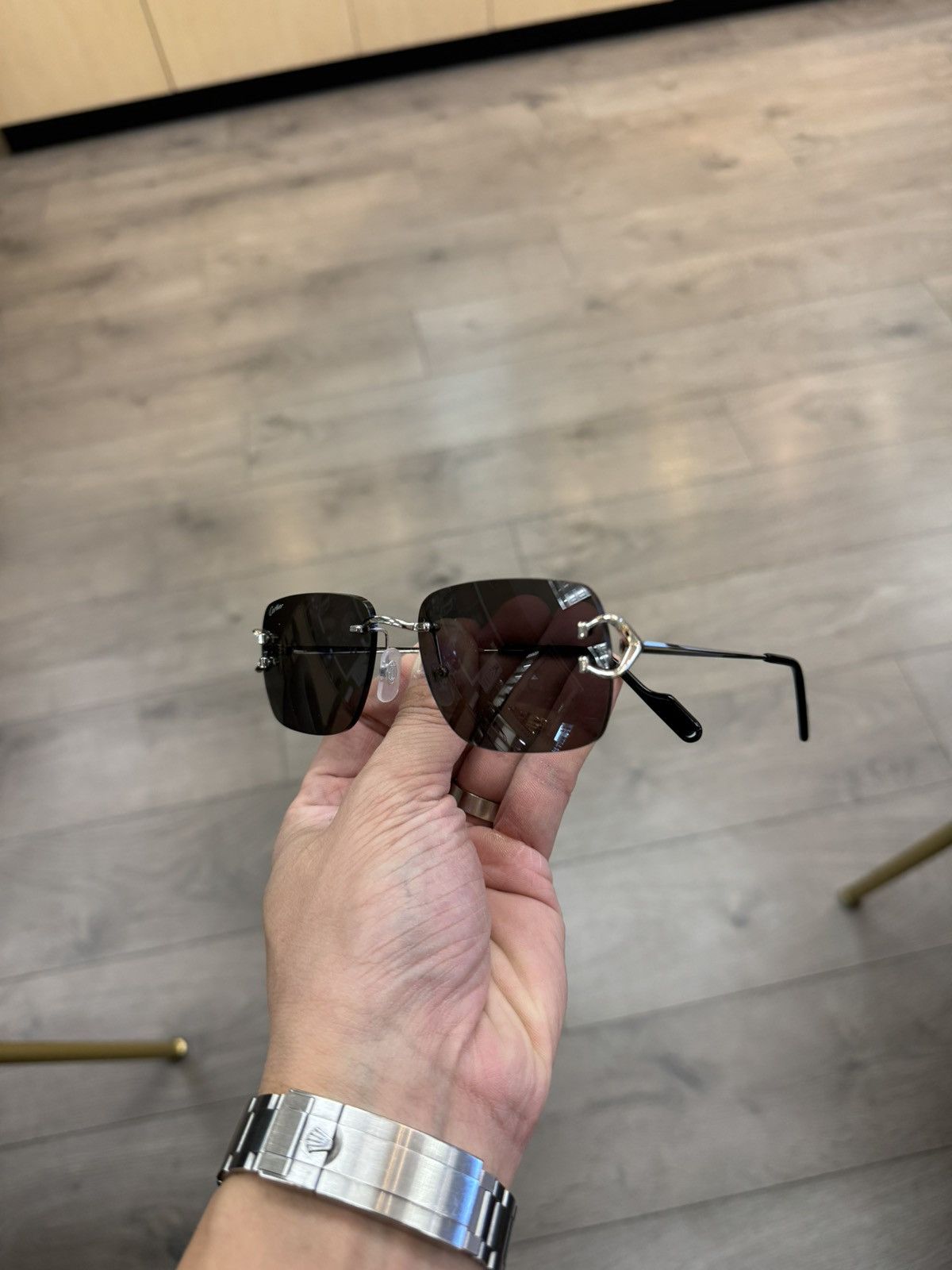 Cartier Cartier Big C Decor Platinum Sunglasses Size ONE SIZE - 4 Thumbnail