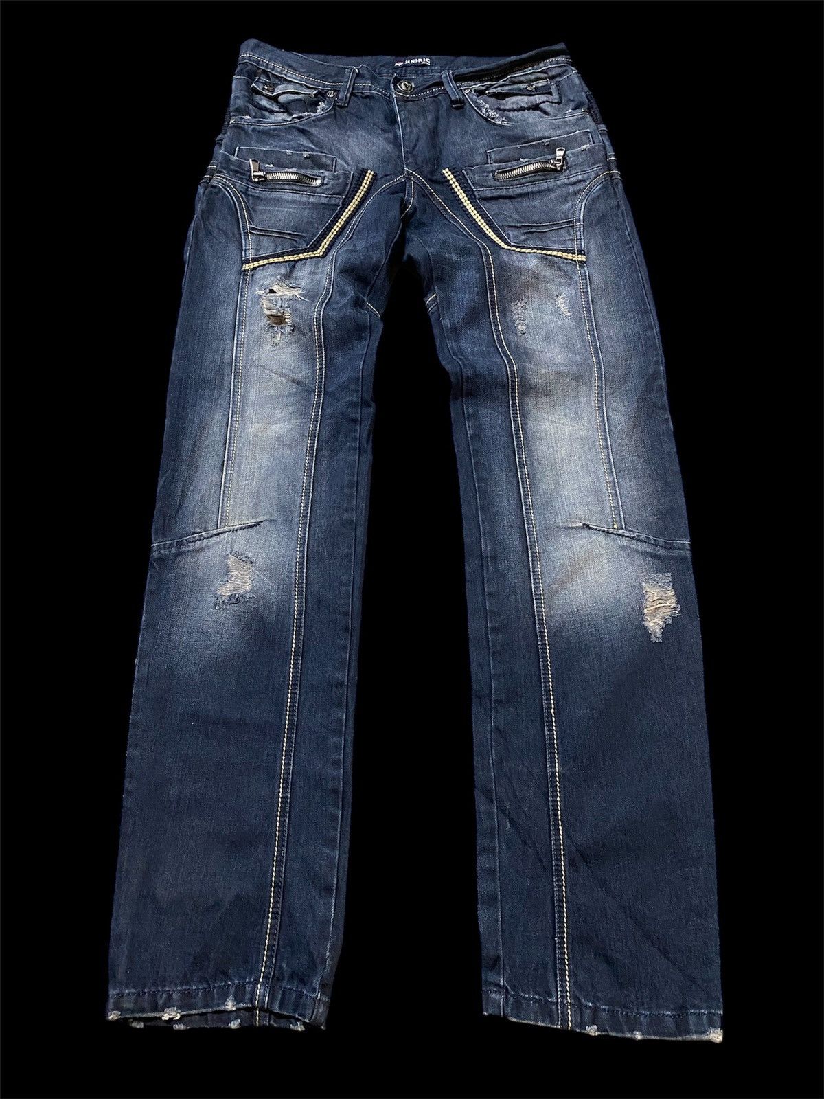 Japanese Brand × Tornado Mart Japanese Jeneric Bondage Bikers Distressed Denim @43 Size US 34 / EU 50 - 1 Thumbnail