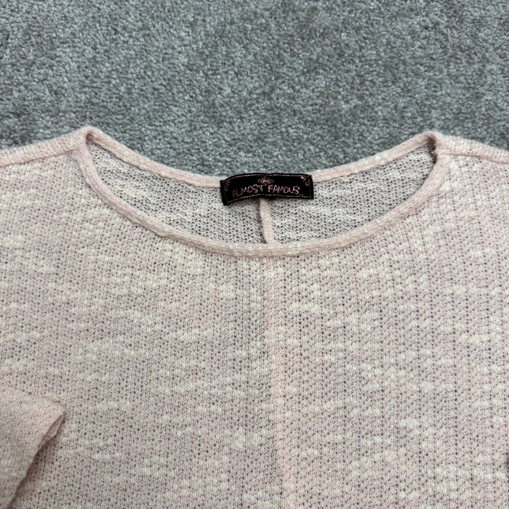 Almost Famous Almost Famous Knit Pullover Sweater Womens Pink Dolman Sleeve Marled Lace Trim Knit Size L / US 10 / IT 46 - 3 Thumbnail