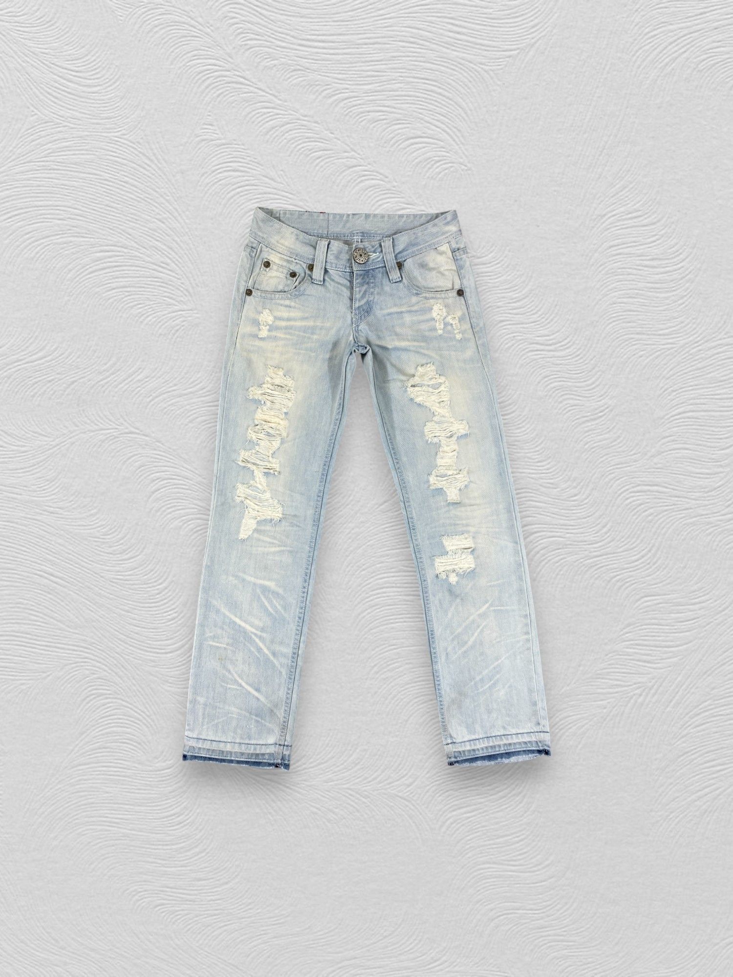 Hysteric Glamour Distressed Light Blue Vence Freak Jeans 29x30.5 Denim JN3510 Size US 29 - 1 Thumbnail