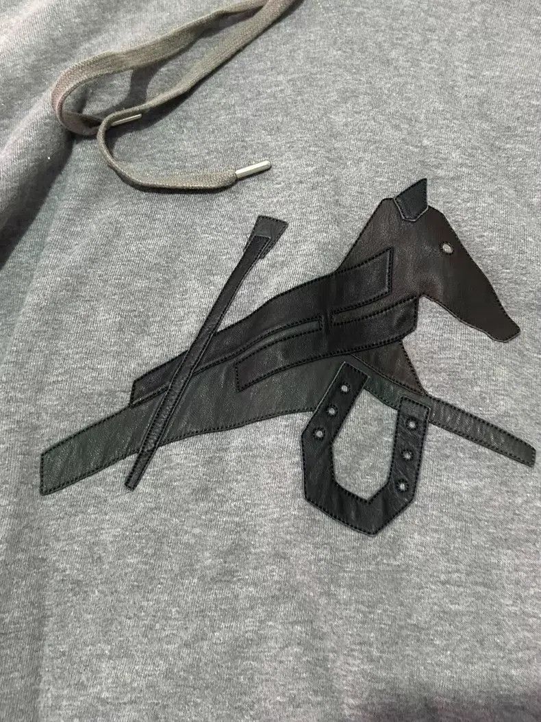 Hermes Hermes Grey Mechanical Horse Leather Patchwork Cotton Hood Size US S / EU 44-46 / 1 - 2 Thumbnail