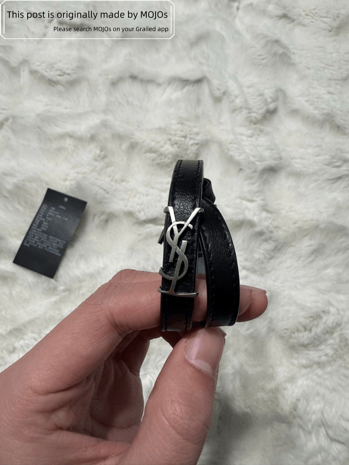 Saint Laurent Paris Saint Laurent Paris Leather Joint Silver Logo Bracelet Size ONE SIZE - 3 Thumbnail