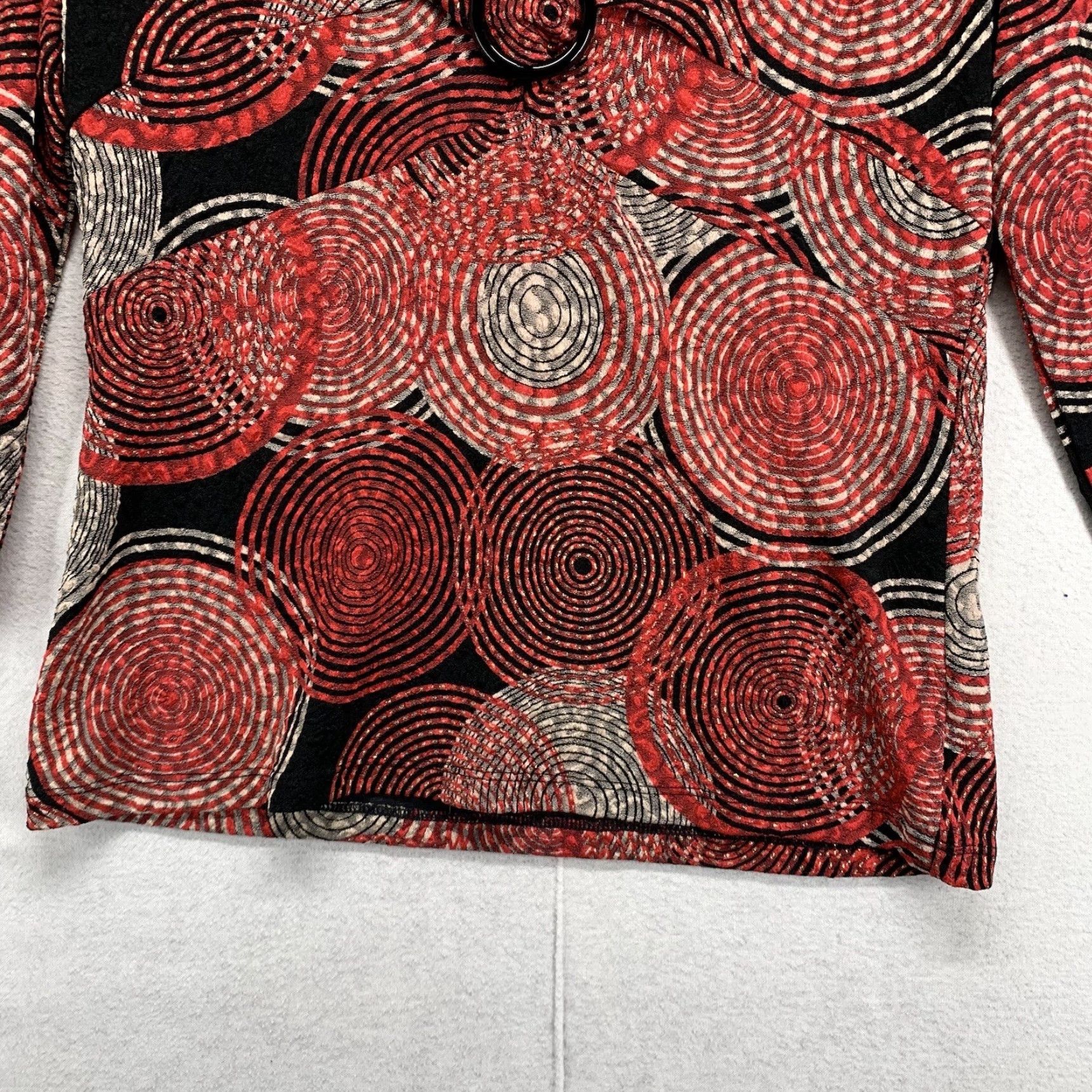 JM Collection JM Collection Womens Blouse Shirt Top Circle Ring Front V-Neck Long Sleeve Petite Medium Red Geometric Pattern Pullover Casual Party/Cocktail Womens Size M / US 6-8 / IT 42-44 - 7 Thumbnail