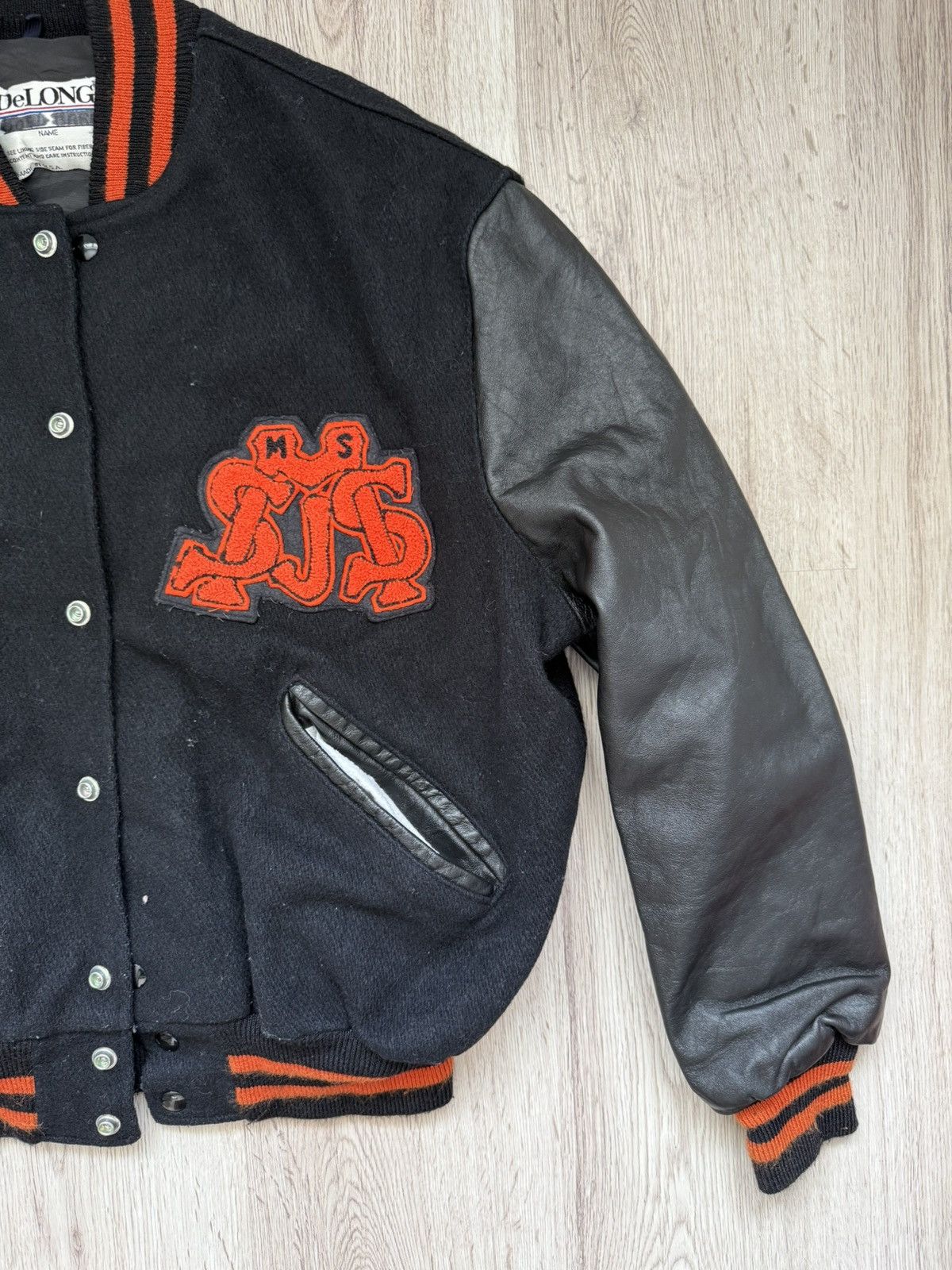 Vintage DeLONG Varsity Jacket Made in USA Wool Size 44