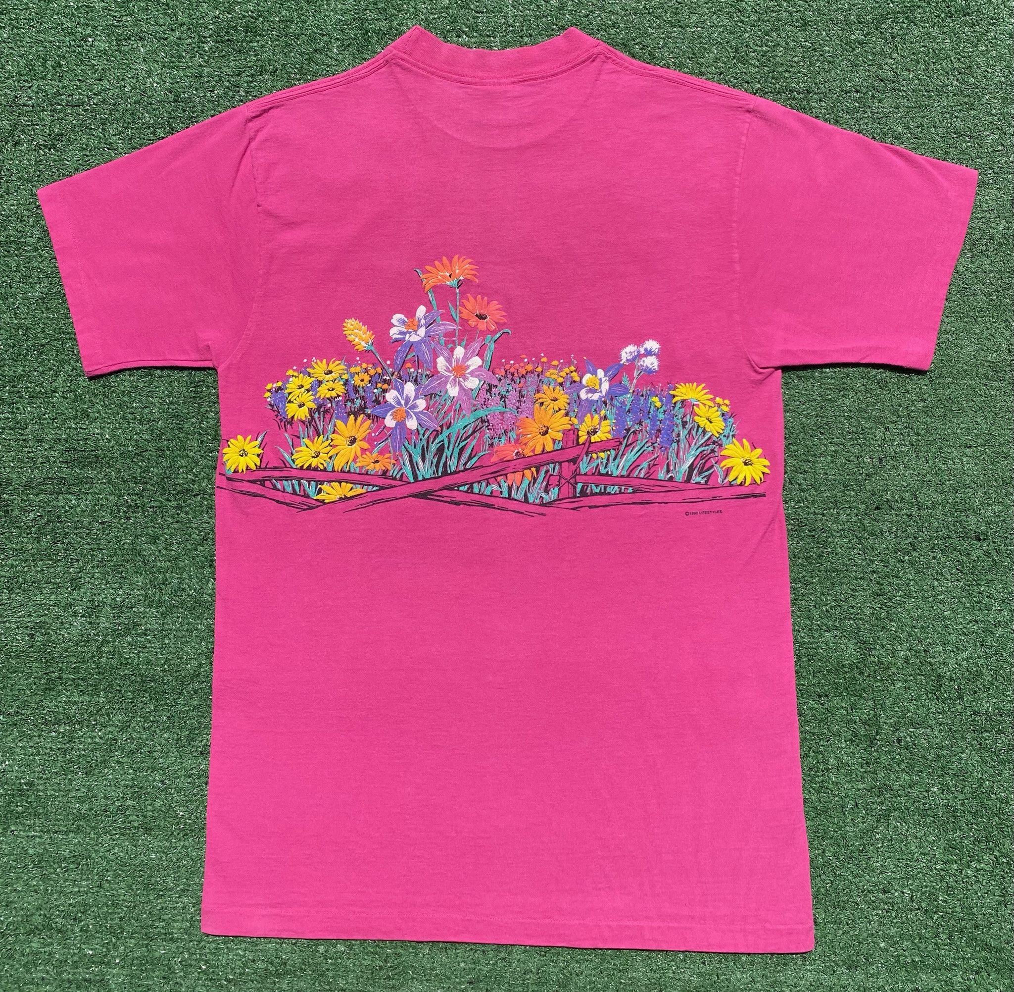 Vintage 90's Wildflowers Puff Print Double Sided T-Shirt Medium Size M / US 6-8 / IT 42-44 - 7 Thumbnail
