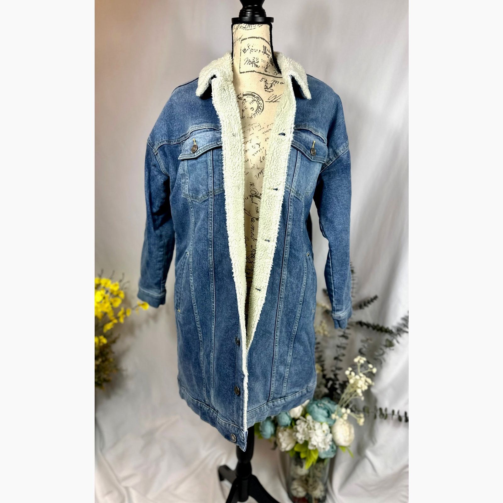 Other LNDN Landon Denim Sherpa Lined Jacket Medium Wash XS/S Size S / US 4 / IT 40 - 4 Thumbnail