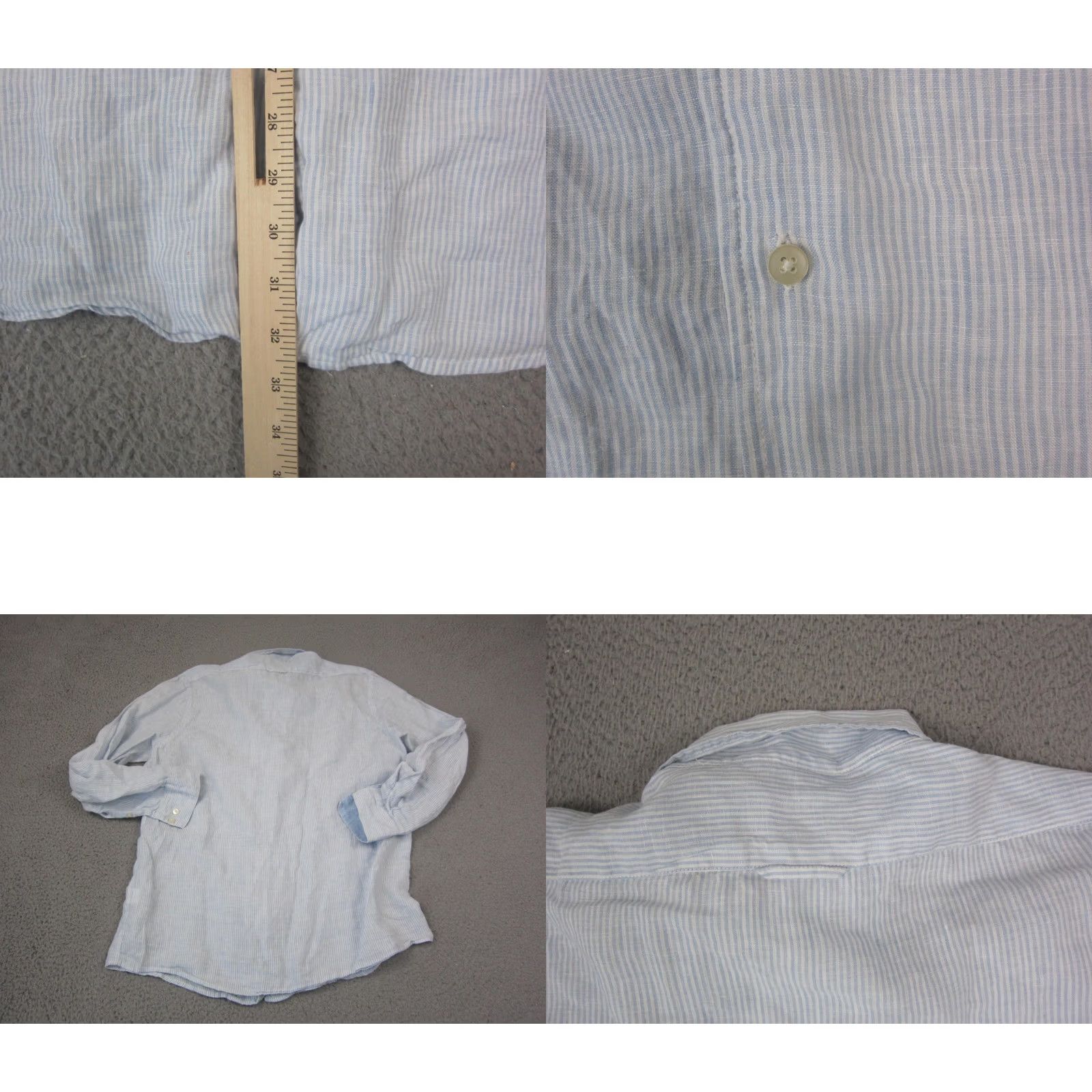 Pronto Uomo Pronto Uomo Shirt Mens Large Blue Linen Button-Up Striped Casual Size US L / EU 52-54 / 3 - 8 Thumbnail