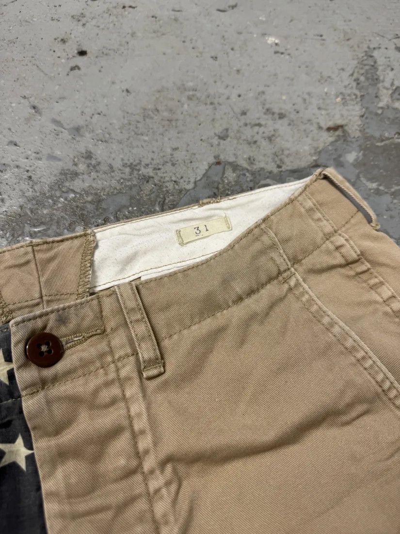Designer × Polo Ralph Lauren × Vintage 2000s Ralph Lauren USA Distressed Flag Beige Shorts Size US 31 - 8 Thumbnail