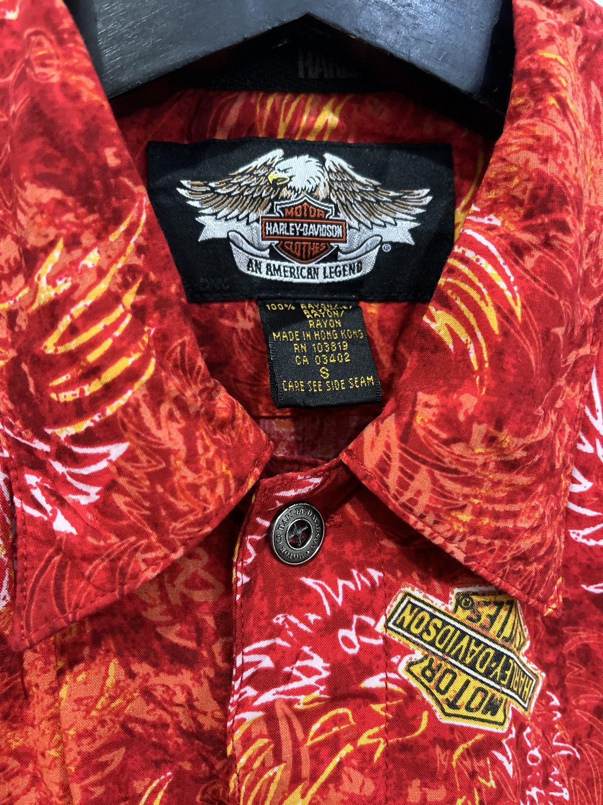Harley Davidson Vintage Harley Davidson Flame Hawaiian 100% Rayon Shirt Size US S / EU 44-46 / 1 - 4 Thumbnail
