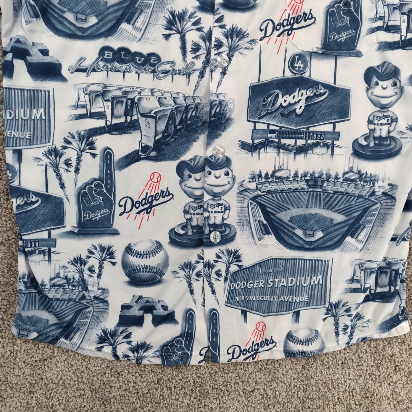 Gloverall LA Dodgers Hawaiian Shirt Mens Medium White Blue All Over Print Size US M / EU 48-50 / 2 - 5 Thumbnail