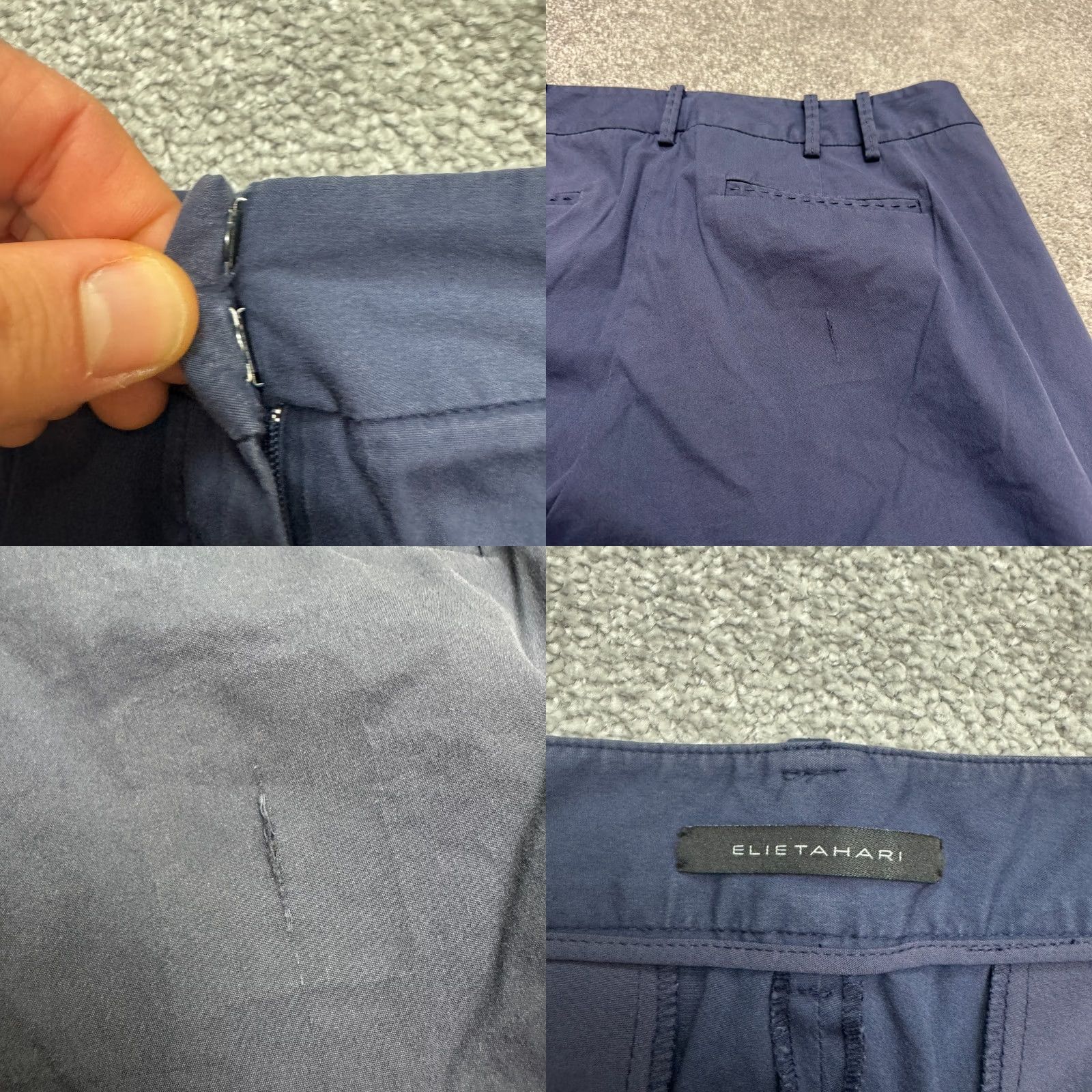 Elie Tahari Elie Tahari Wide Leg Cropped Pants Womens 14 Navy Blue Cuffed High Rise Vintage: No (adjusted to preserve constraints) Size 36" / US 14 / IT 50 - 8 Thumbnail