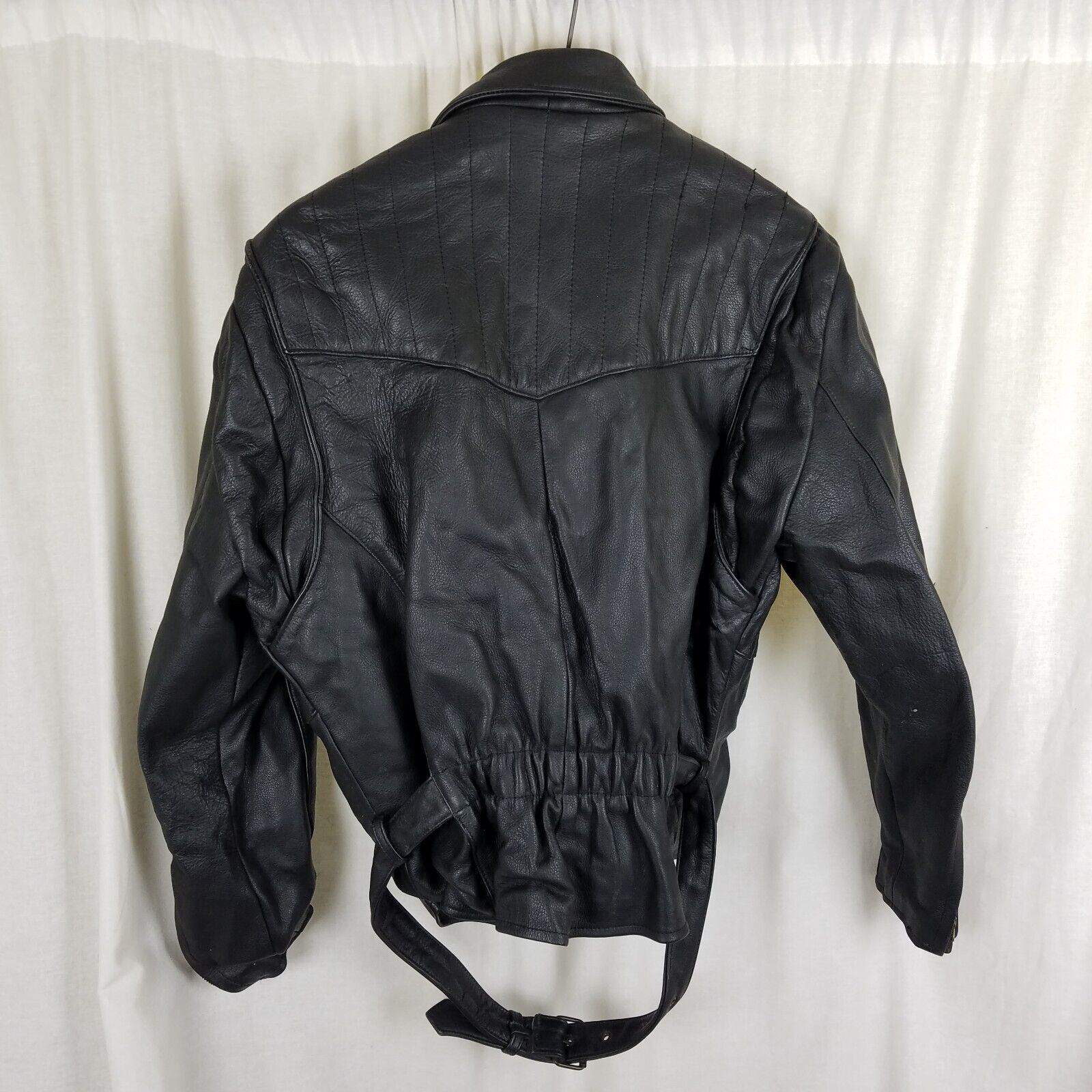 Vintage Vtg Raider Belted Black Leather Motorcycle Jacket Zip Snap Size XXL / US 16-18 / IT 52-54 - 5 Thumbnail