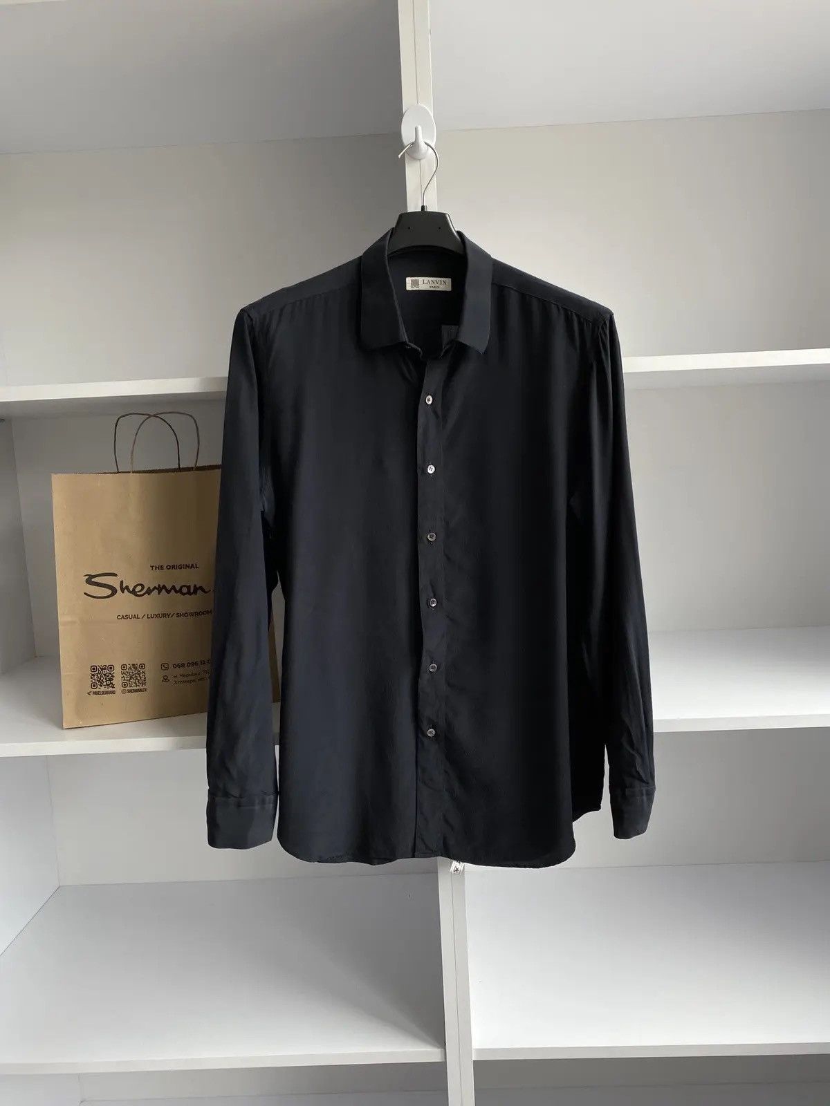 Designer × Lanvin × Vintage Vintage Lanvin Collection Button Up Black Shirt Size US M / EU 48-50 / 2 - 2 Thumbnail