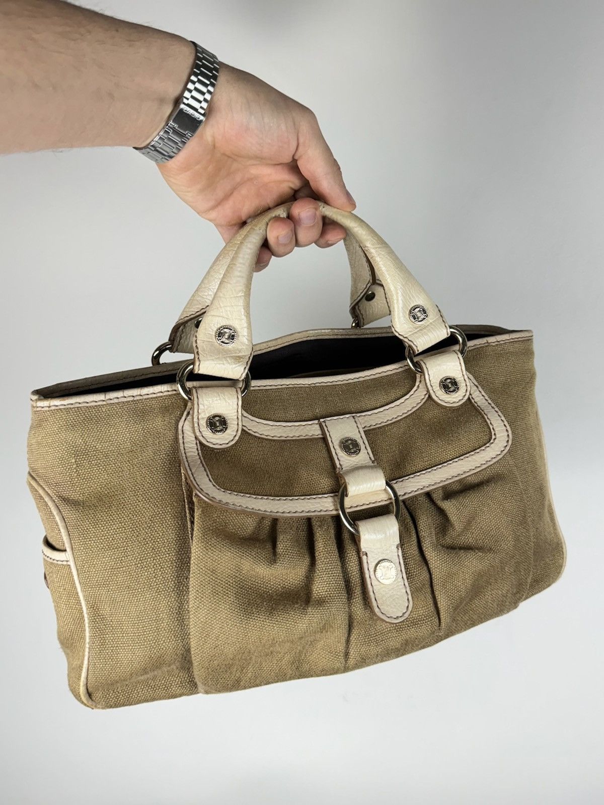Celine Vintage leather hand bag Celine original luxury rare item Size ONE SIZE - 2 Thumbnail