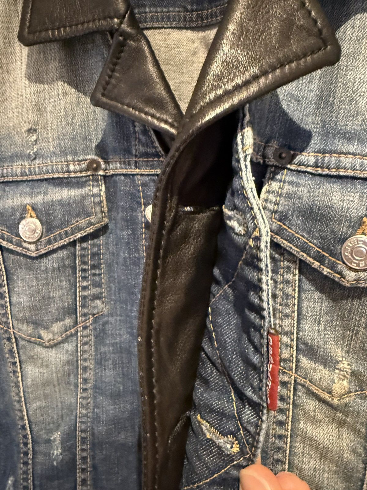 Dsquared2 SS14 Dsquared2 leather sleeve denim jacket collar 50 Grail Size US M / EU 48-50 / 2 - 10 Thumbnail