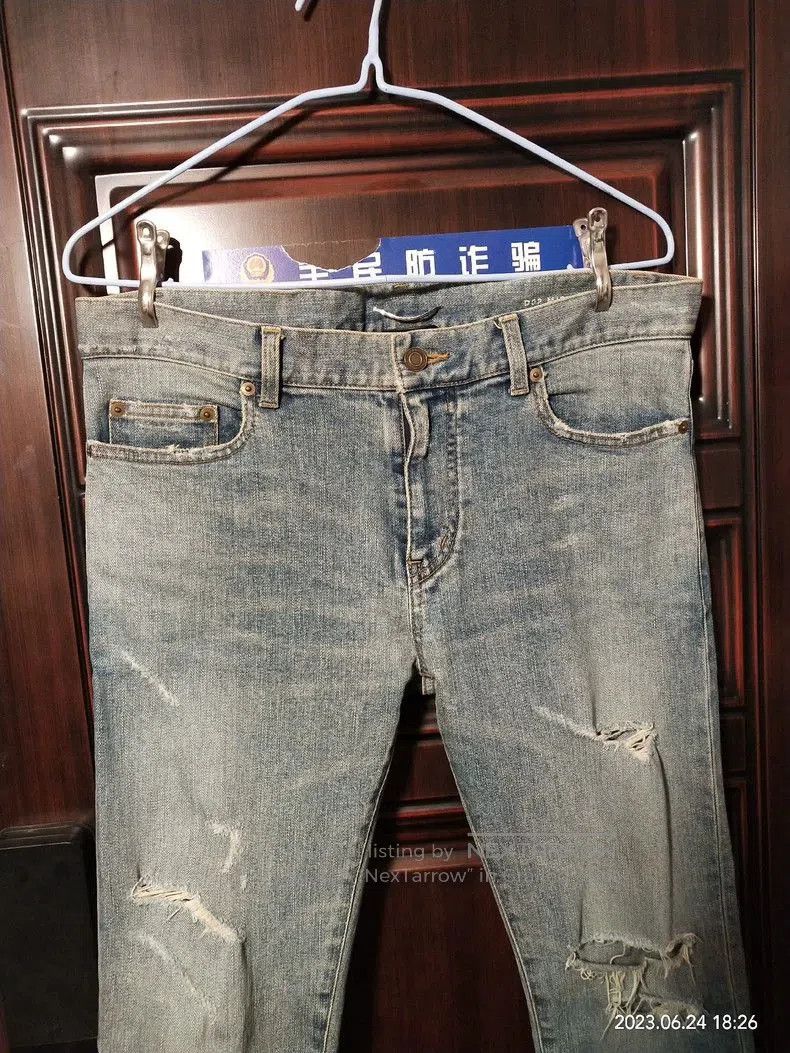 Saint Laurent Paris SLP Blue Distressed Denim Jeans. Size US 32 / EU 48 - 4 Thumbnail