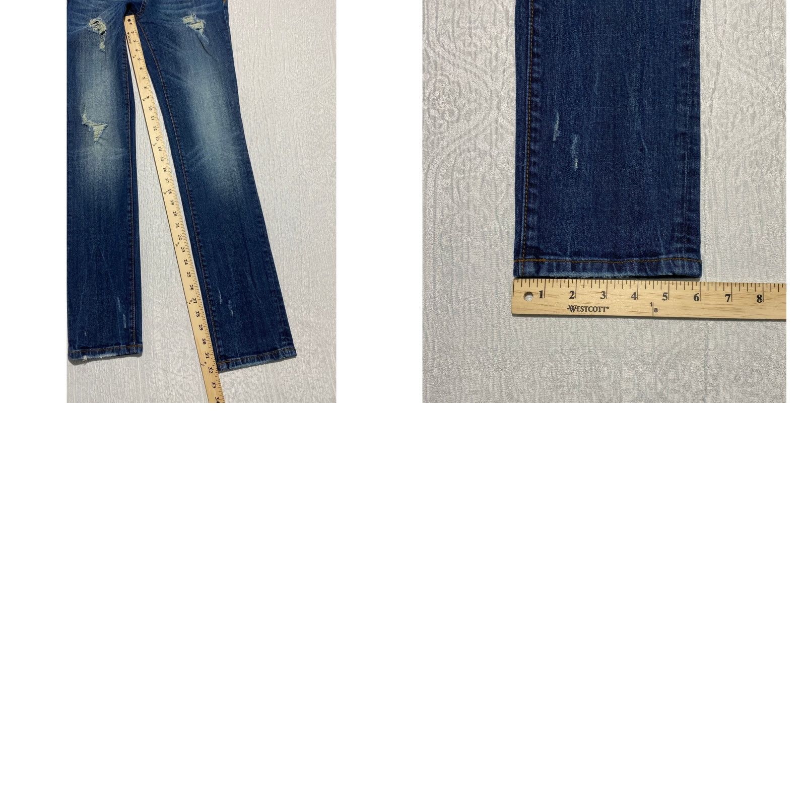 Express Express Jeans Rerock Women's Size 6 Blue Skinny Distressed Stretch Whiskers Size 28" / US 6 / IT 42 - 8 Thumbnail