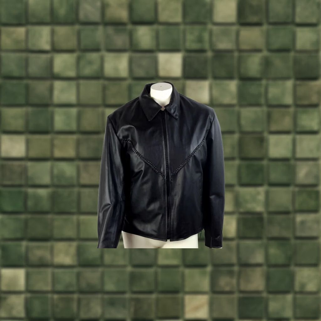 B Sides VINTAGE Leather motorcycle biker womens XL black NWT braided leather jacket with zip out liner side laces Women Motorcycle Jacket Mens? Size XL / US 12-14 / IT 48-50 - 1 Thumbnail