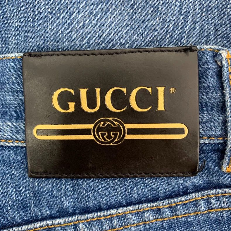 Gucci Gucci Size 25 Blue leather logo Donald Duck jeans trousers Size US 27 - 6 Thumbnail