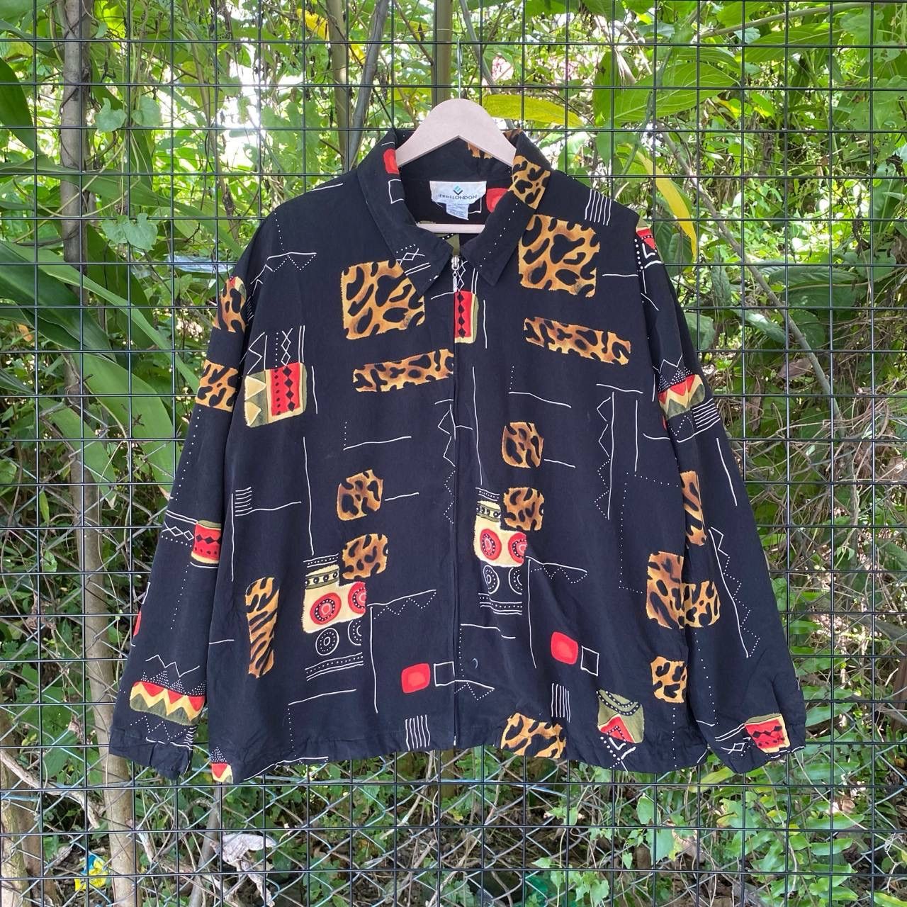 Designer × Vintage Vtg Erin Lindon Fullprint Baggy Zipper Flannel Jacket Size US L / EU 52-54 / 3 - 1 Thumbnail