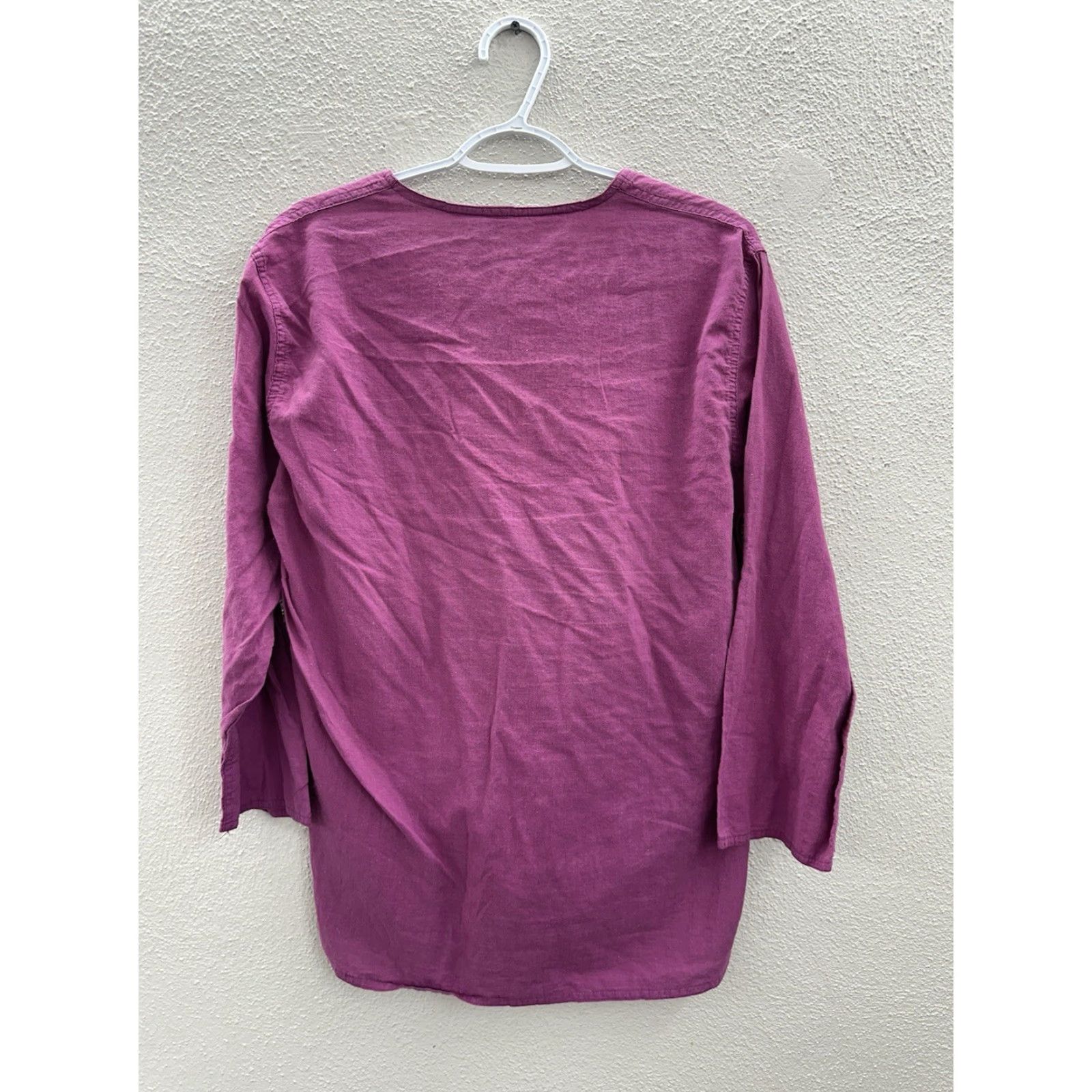 Vintage VINTAGE SW2 Womens Shirt Purple 3/4 Sleeve V-Neck Cotton Small Blouse Womens 70s 80s 90s Size S / US 4 / IT 40 - 7 Thumbnail