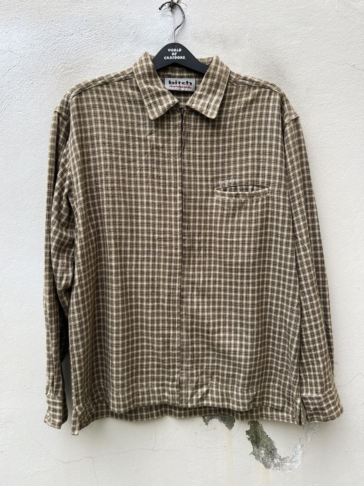 Girl Skateboards × Vintage Vintage 90s Bitch Skateboards Checkered Flannel Jacket Shirt Size US M / EU 48-50 / 2 - 6 Thumbnail