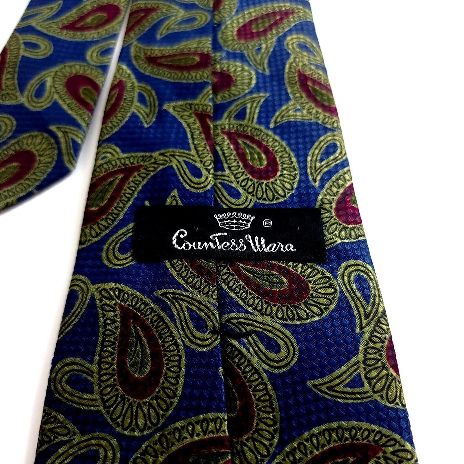 Countess Mara Countess Mara Blue Red Green Paisley Woven Silk Tie Size ONE SIZE - 3 Thumbnail