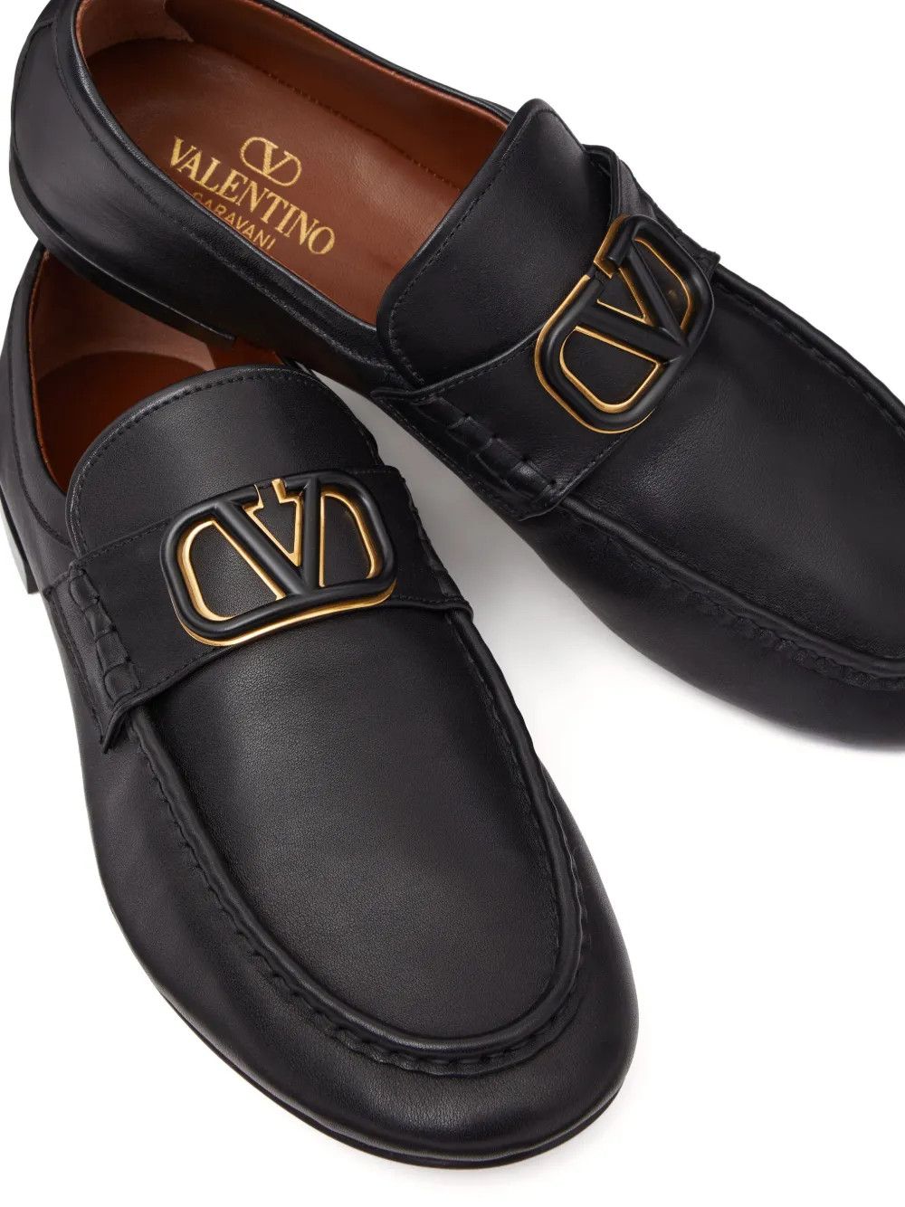 Valentino o1y0525 Logo Leather Loafers in Black Size US 7 / EU 40 - 5 Thumbnail
