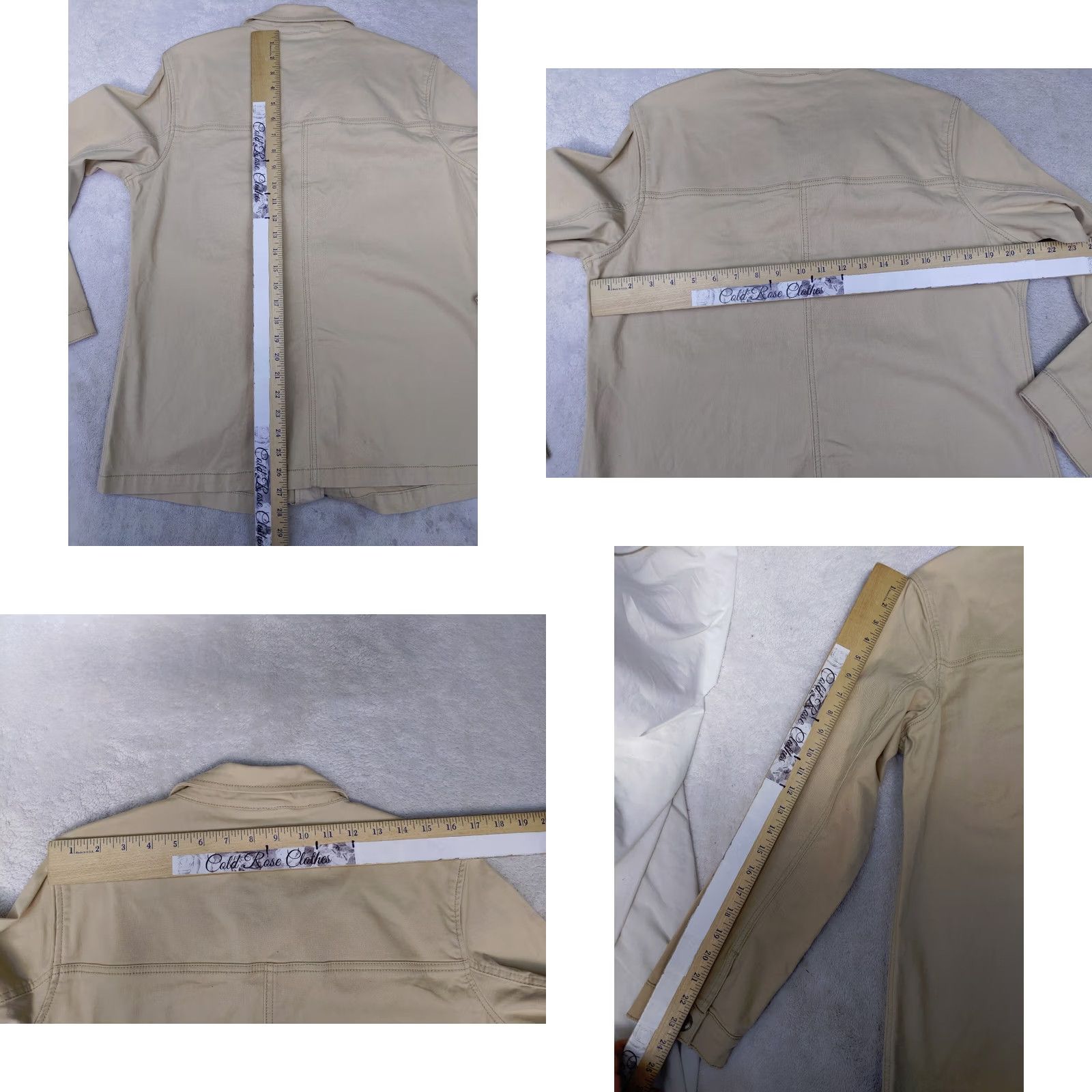 Denime DG2 by Diane Gilman Womens L Beige Denim Sequin Camo Military Jacket Chore jean Size 36" / US 14 / IT 50 - 8 Thumbnail