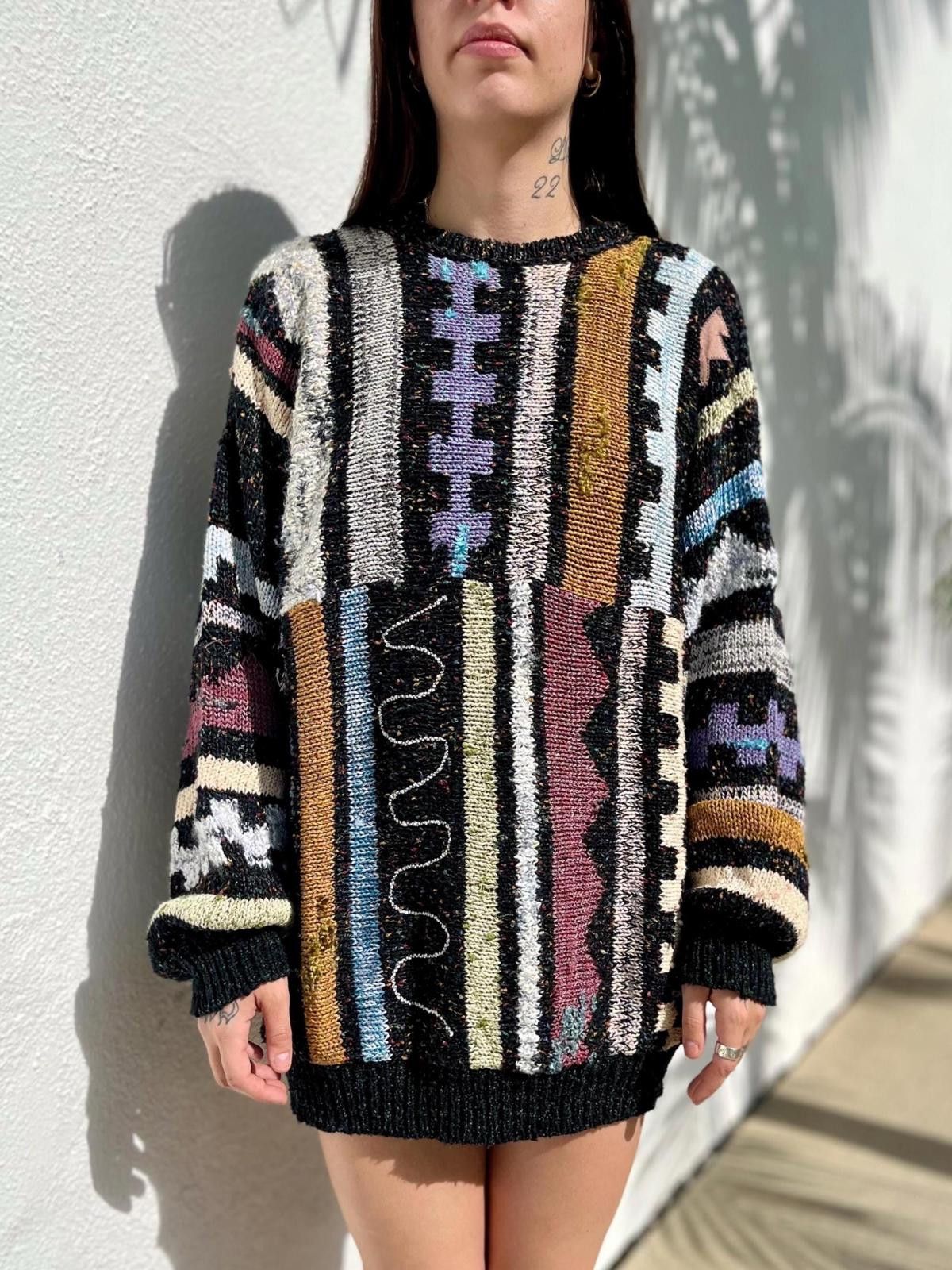 Vintage VTG 1990s Oversized Sweater Cozy Knit Pullover Sweater MED Size ONE SIZE - 2 Thumbnail