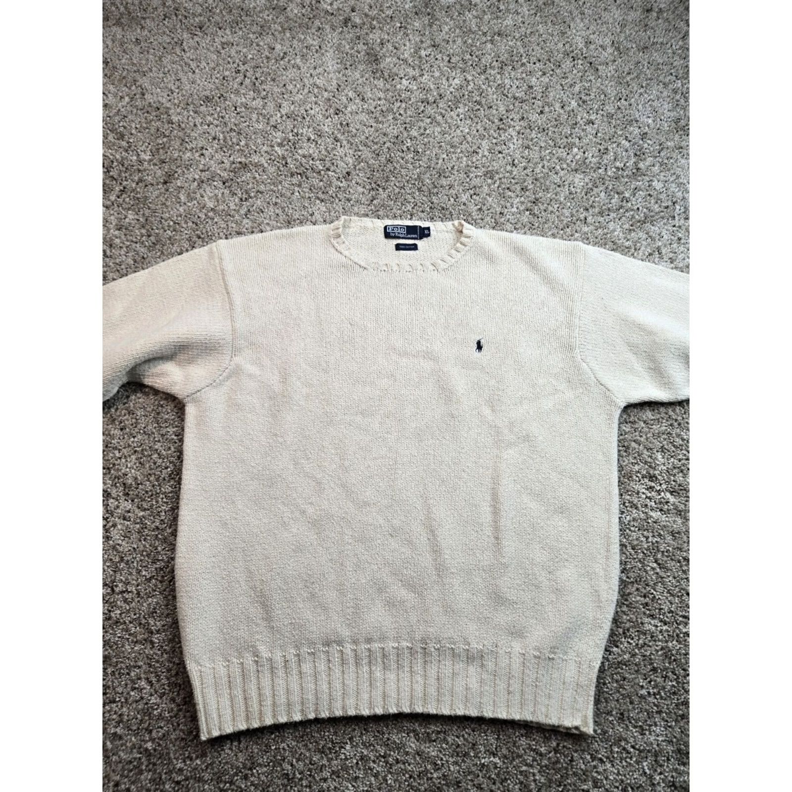 Polo Ralph Lauren VINTAGE Polo Ralph Lauren Sweater Mens XL Beige Crewneck Pullover Cotton 90s Size US XL / EU 56 / 4 - 3 Thumbnail