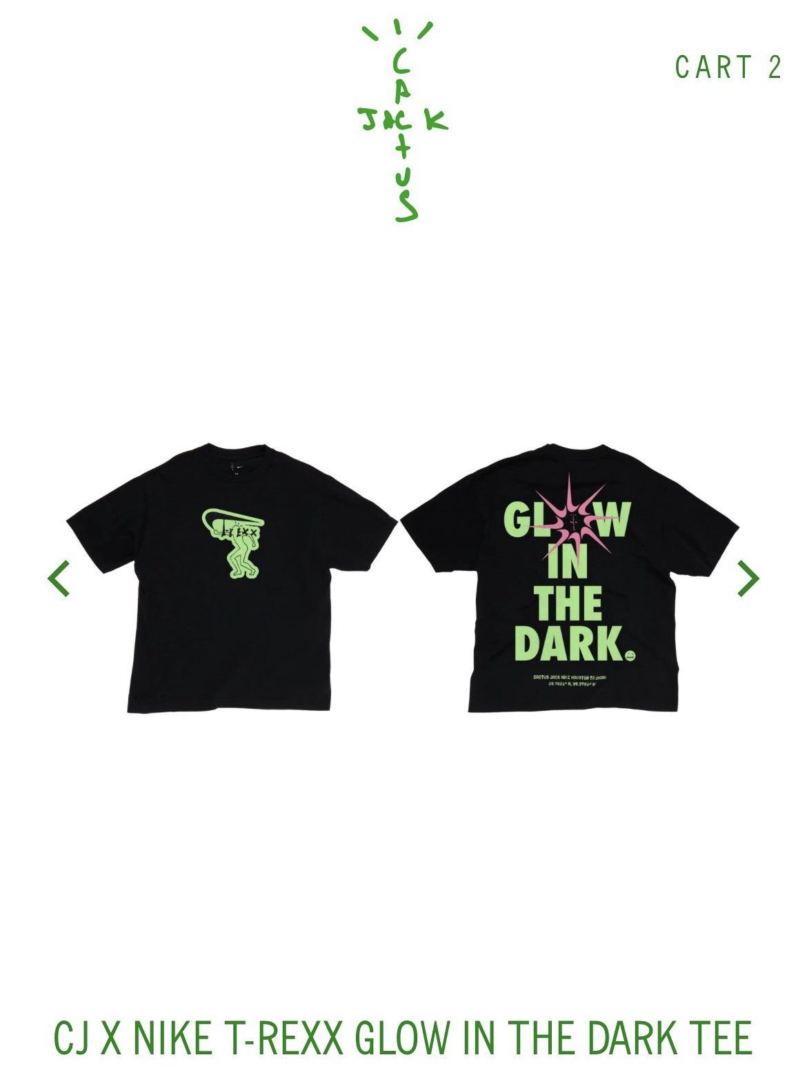 Nike × Travis Scott Cactus jack T-Rexx Glow in the dark Tee Size US L / EU 52-54 / 3 - 10 Thumbnail