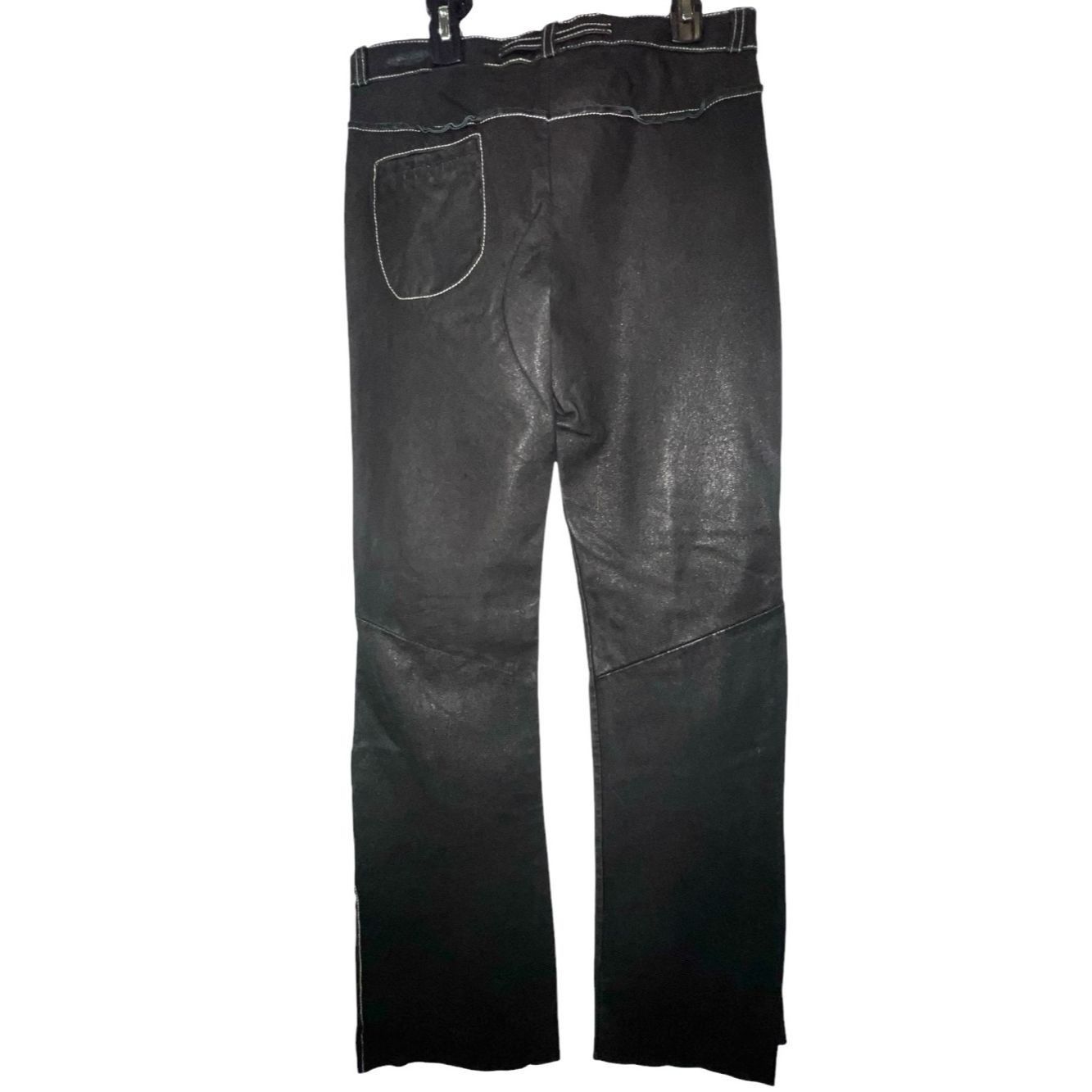Other Poleci Black Leather Bootcut Pants XS 0–2 Low Rise Sample C Size 26" / US 2 / IT 38 - 2 Thumbnail